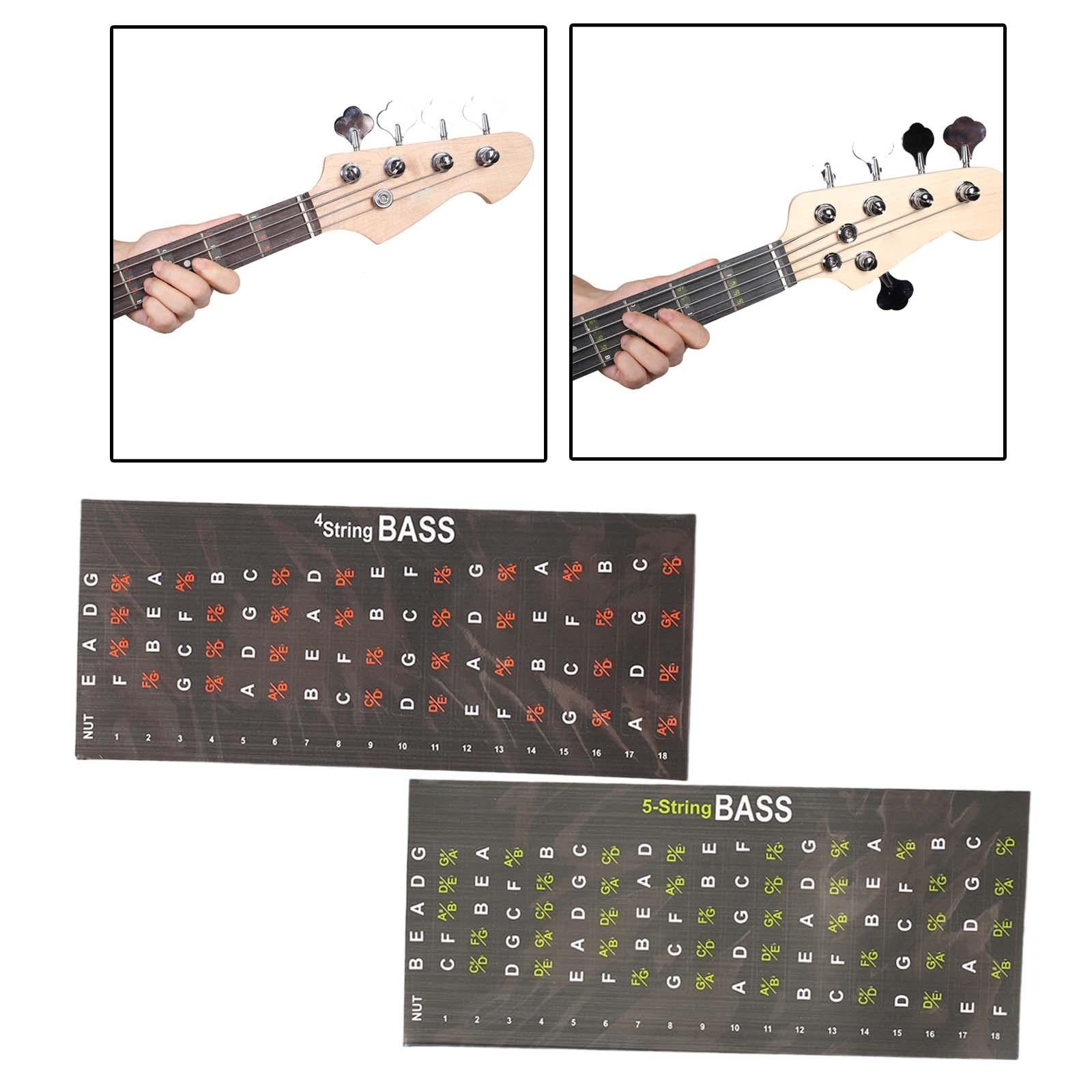 Guitar Fretboard Note Decal Bass Scales Sticker for Show Learner Performance 4string