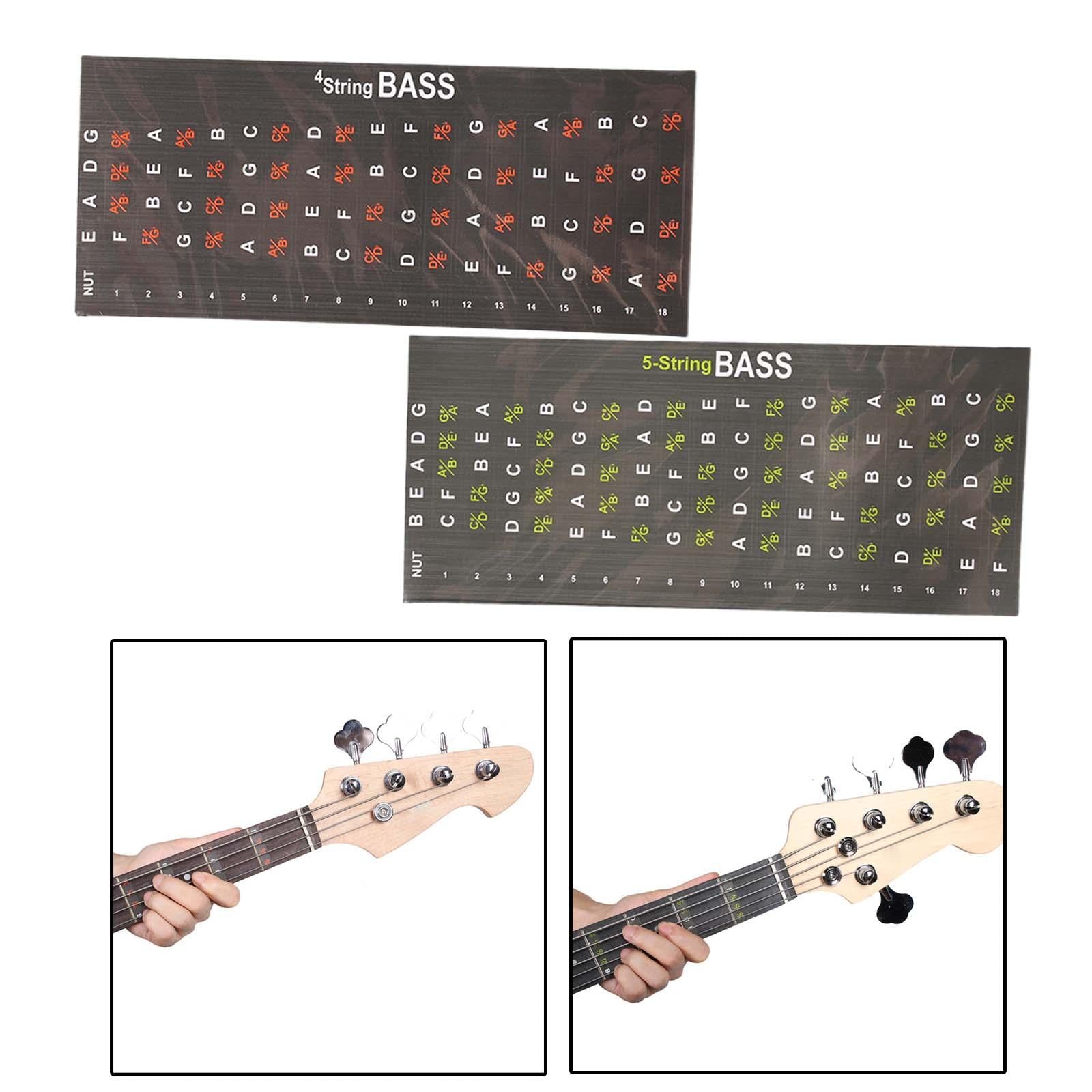 Guitar Fretboard Note Decal Bass Scales Sticker for Show Learner Performance 4string