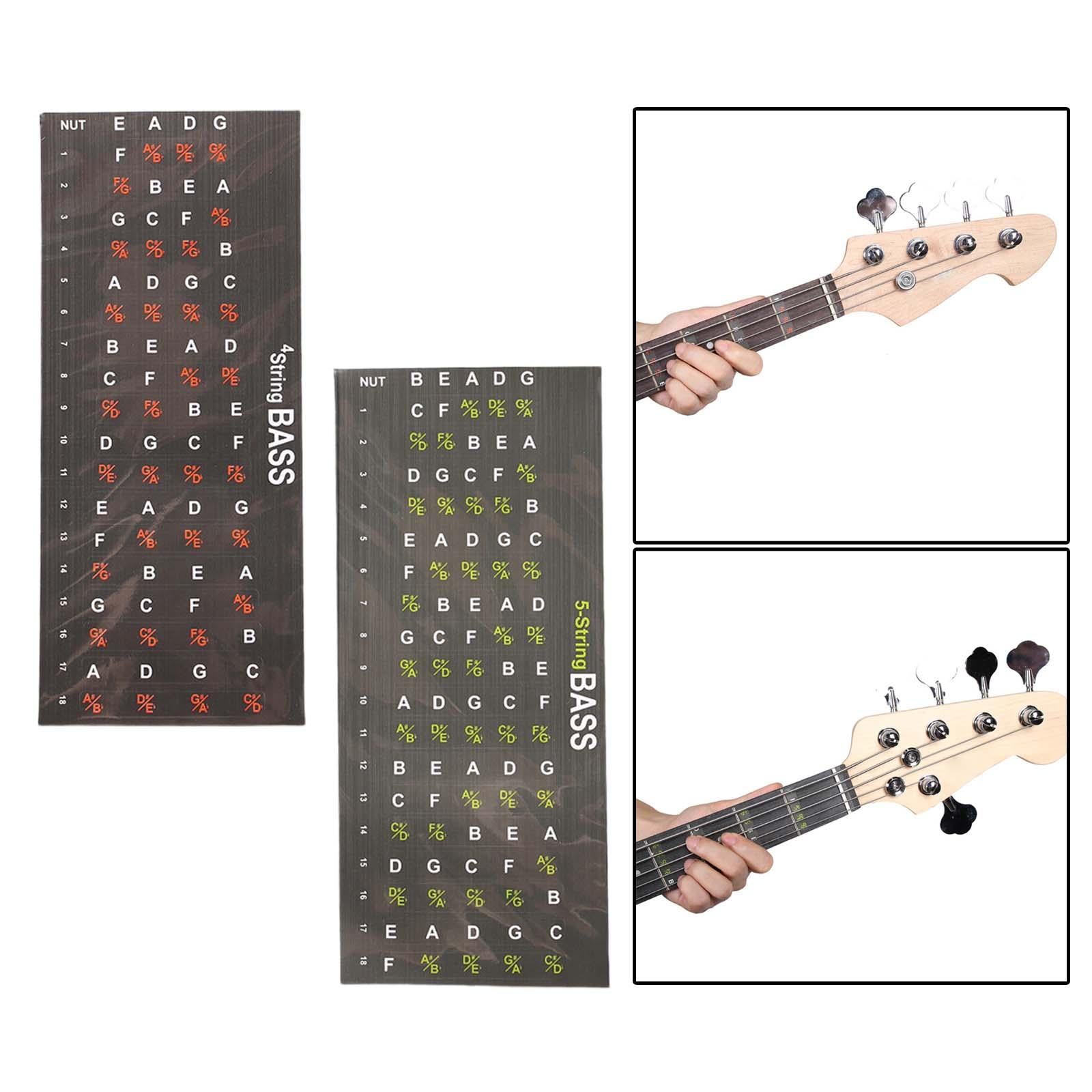 Guitar Fretboard Note Decal Bass Scales Sticker for Show Learner Performance 4string