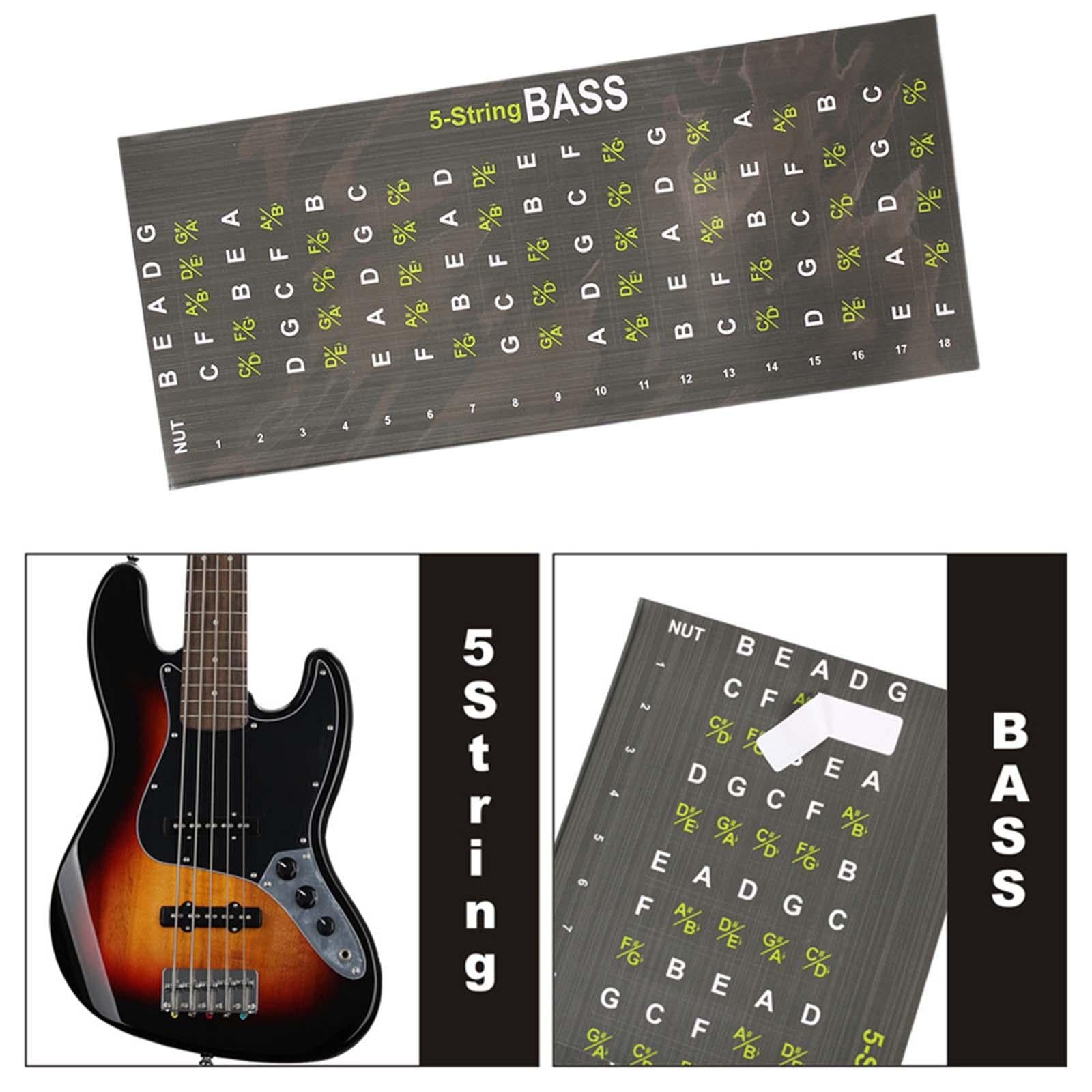 Guitar Fretboard Note Decal Bass Scales Sticker for Show Learner Performance 5 strings