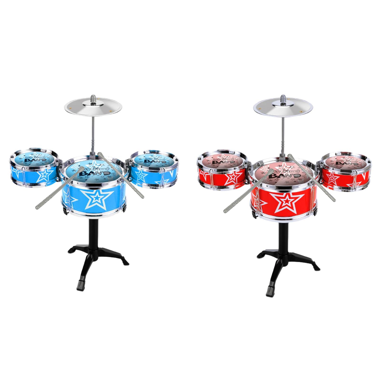 Kids Drum Set Educational Developmental Playset Portable for Girls Kids Boys Blue