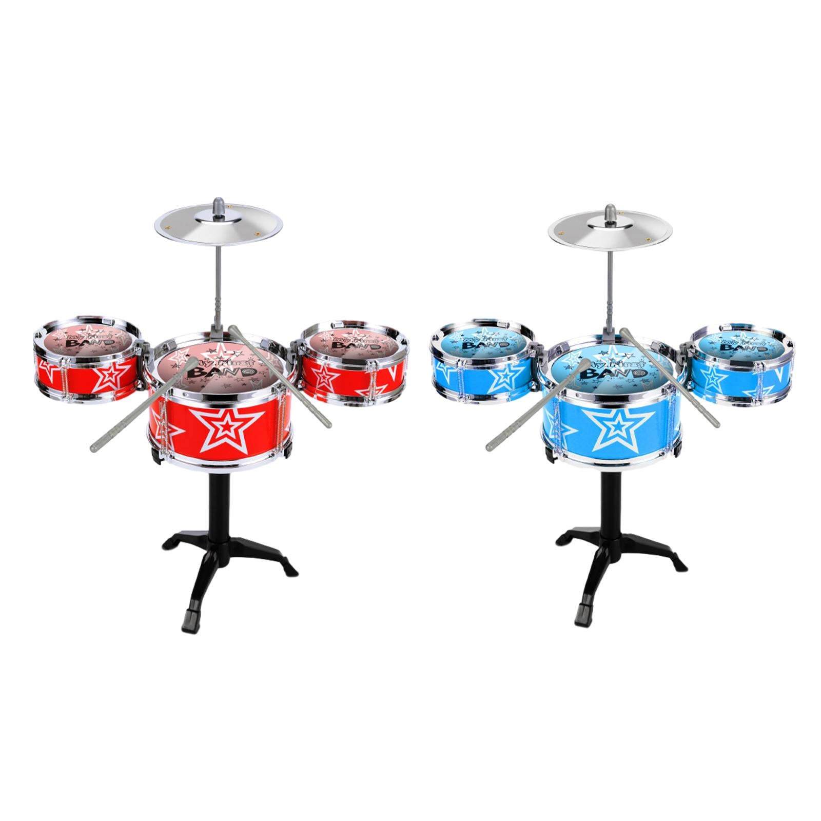 Kids Drum Set Educational Developmental Playset Portable for Girls Kids Boys Blue