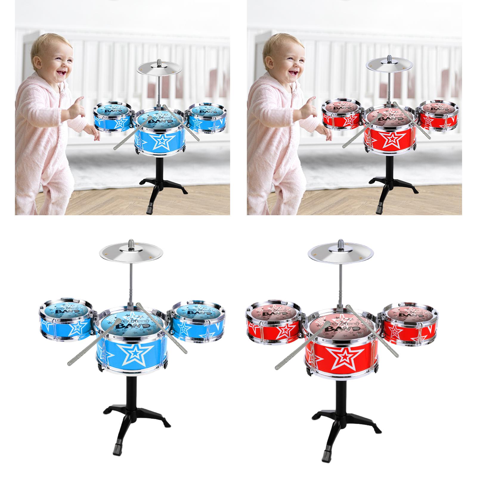 Kids Drum Set Educational Developmental Playset Portable for Girls Kids Boys Blue