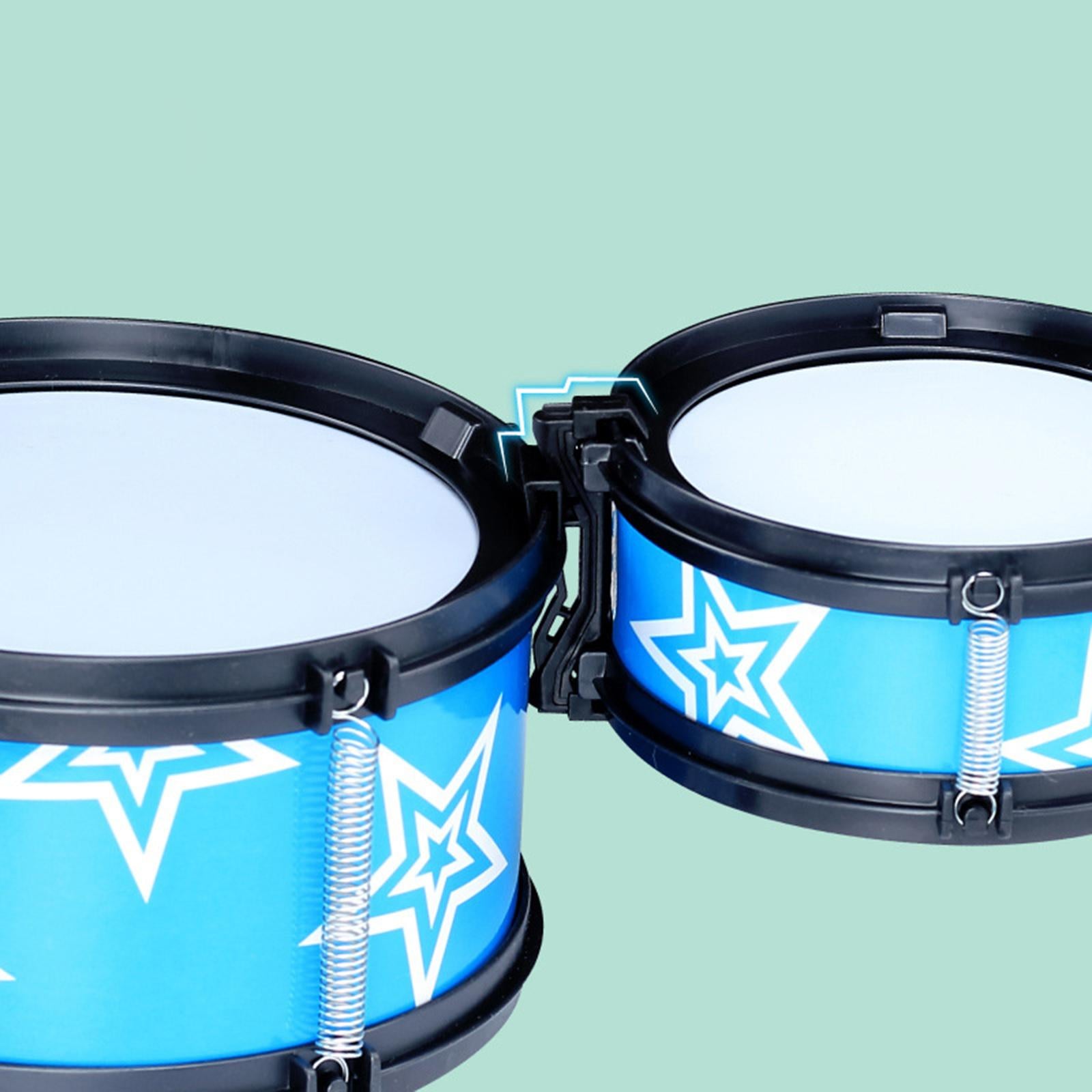 Kids Drum Set Educational Developmental Playset Portable for Girls Kids Boys Blue