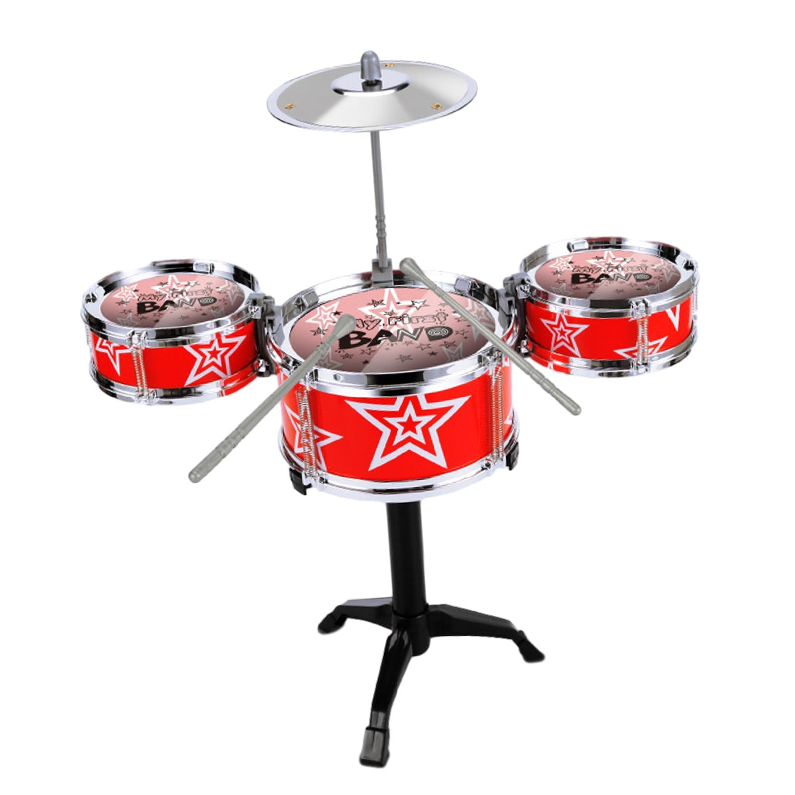 Kids Drum Set Educational Developmental Playset Portable for Girls Kids Boys Red