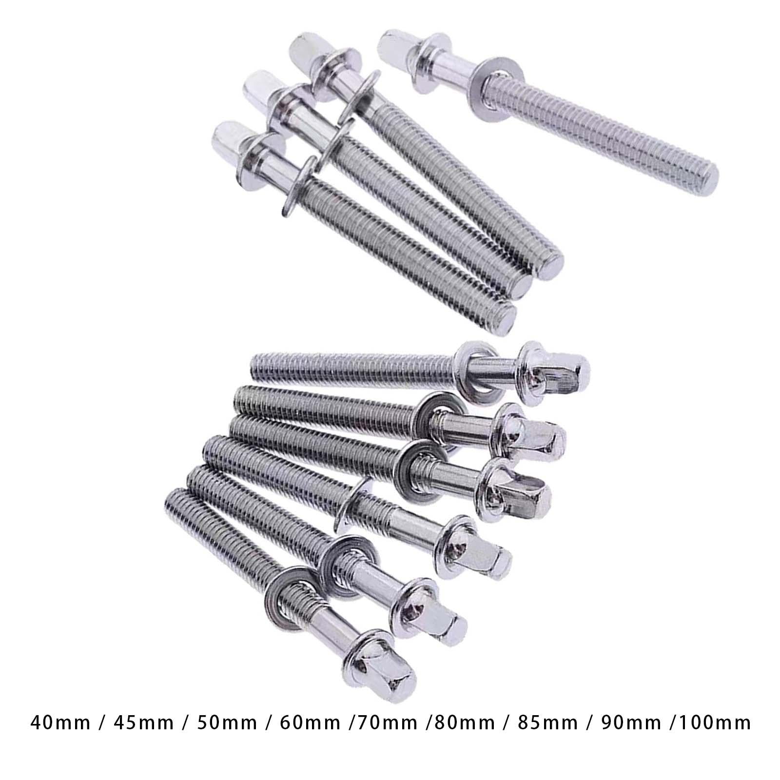 10Pcs Drum Tight Screw Durable Drum Tension Rods for Repair Parts Drum Snare 5mmx40mm