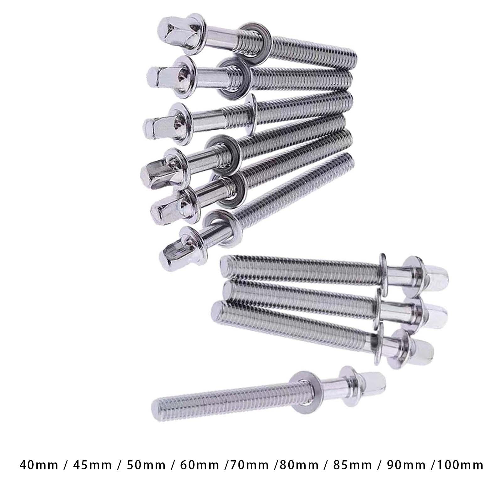 10Pcs Drum Tight Screw Durable Drum Tension Rods for Repair Parts Drum Snare 5mmx40mm