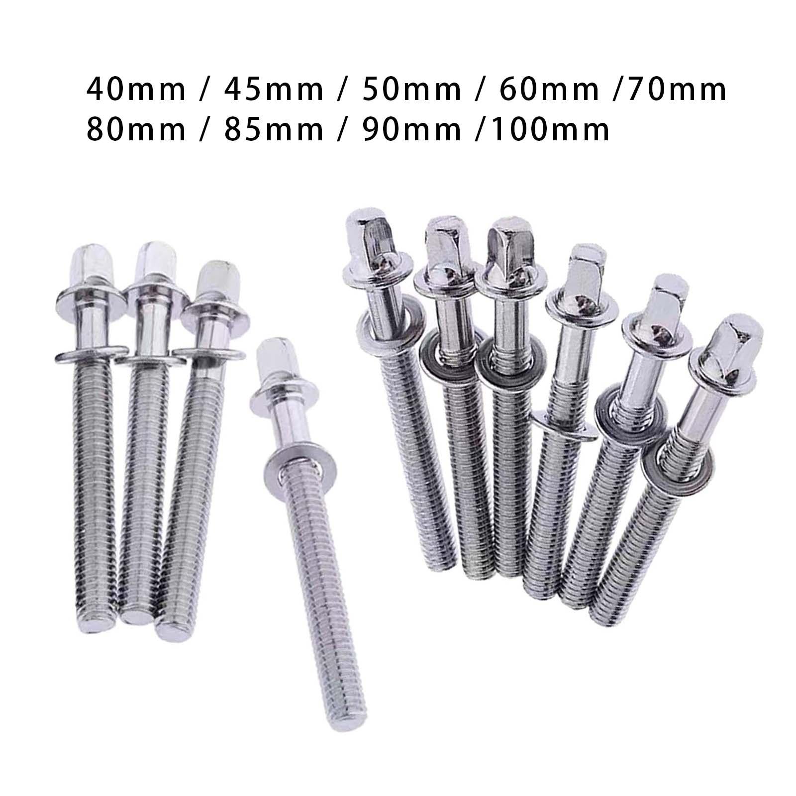 10Pcs Drum Tight Screw Durable Drum Tension Rods for Repair Parts Drum Snare 5mmx40mm