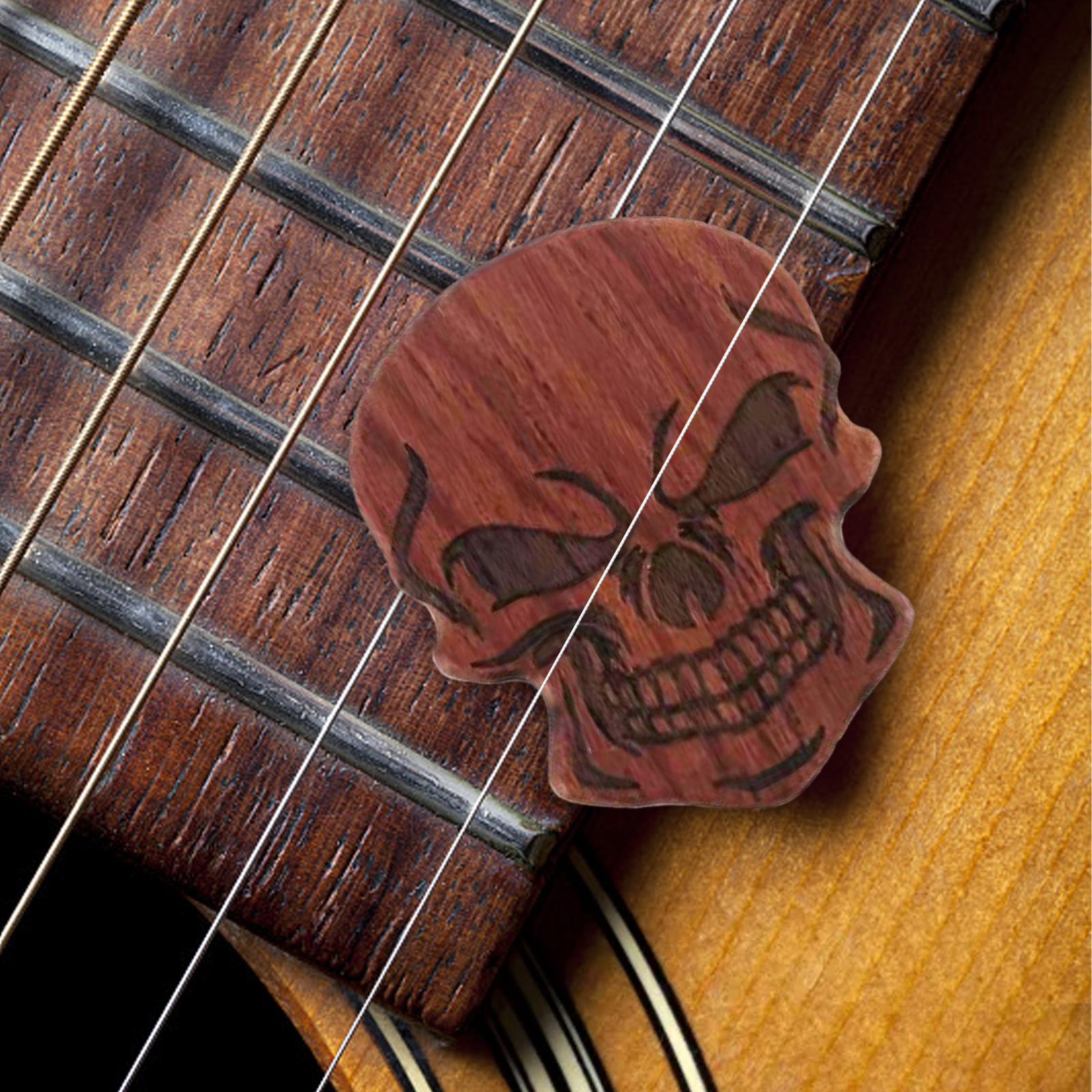 Guitar Picks Unique Skull Shaped Warm Tones for Acoustic Guitar Ukulele Parts Red Brown