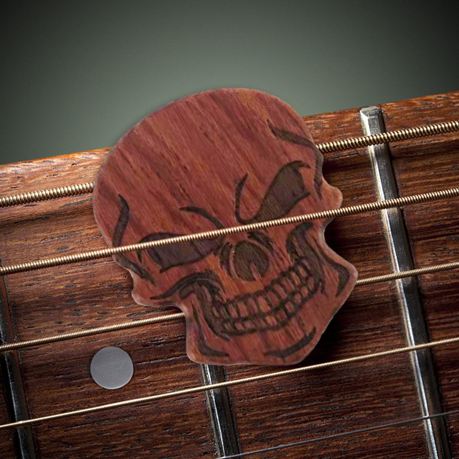 Guitar Picks Unique Skull Shaped Warm Tones for Acoustic Guitar Ukulele Parts Red Brown