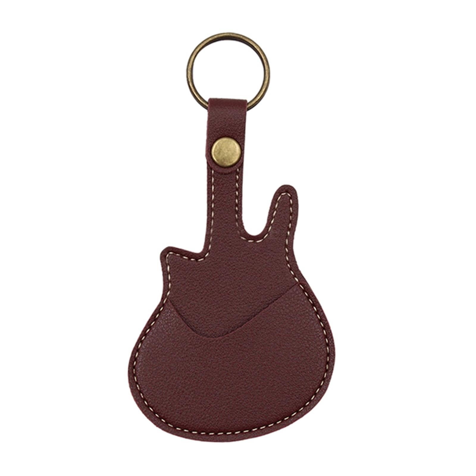 PU Leather with Keyring Pick Holder for Guitar Players Adults Birthday Gifts Red