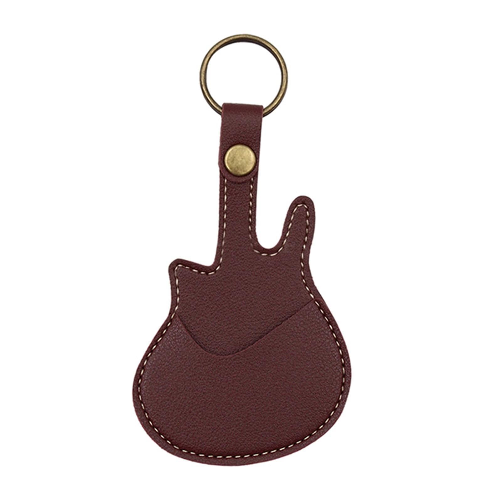 PU Leather with Keyring Pick Holder for Guitar Players Adults Birthday Gifts Red