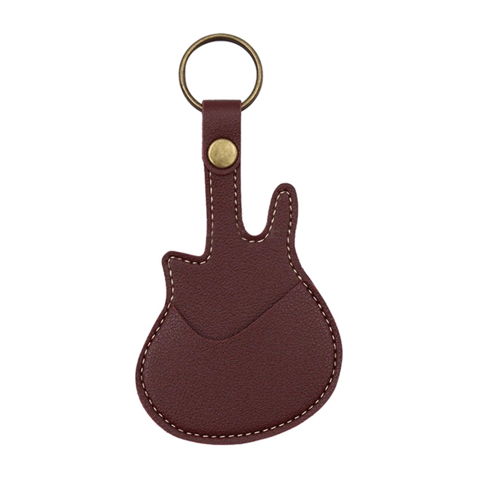 PU Leather with Keyring Pick Holder for Guitar Players Adults Birthday Gifts Red