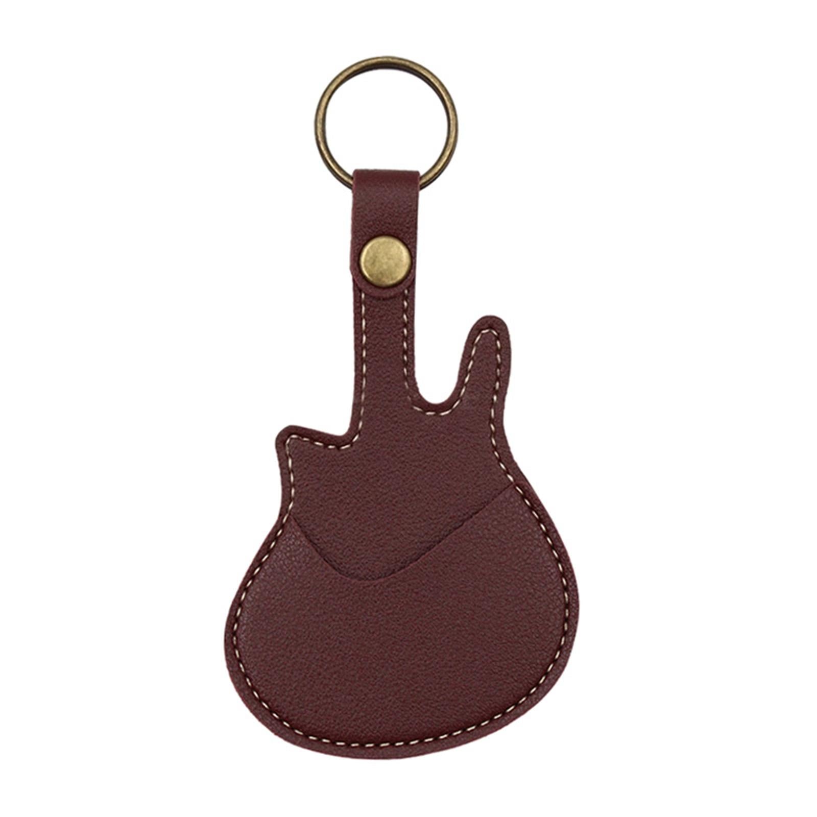 PU Leather with Keyring Pick Holder for Guitar Players Adults Birthday Gifts Red