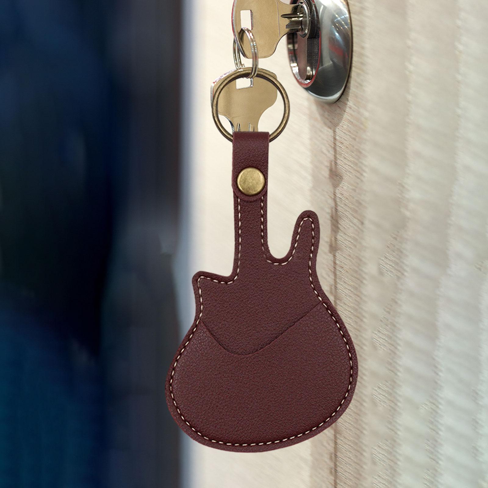 PU Leather with Keyring Pick Holder for Guitar Players Adults Birthday Gifts Red