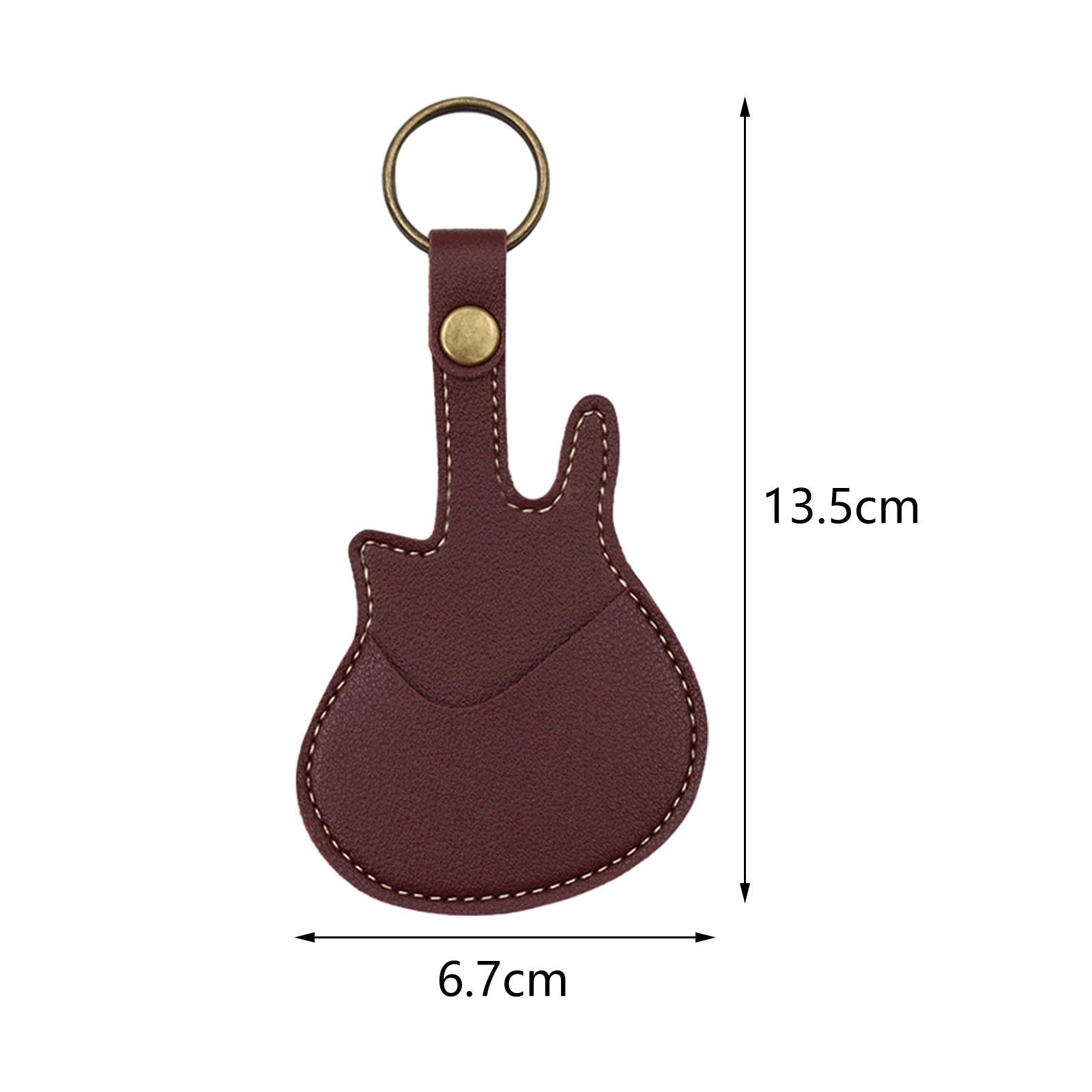 PU Leather with Keyring Pick Holder for Guitar Players Adults Birthday Gifts Red