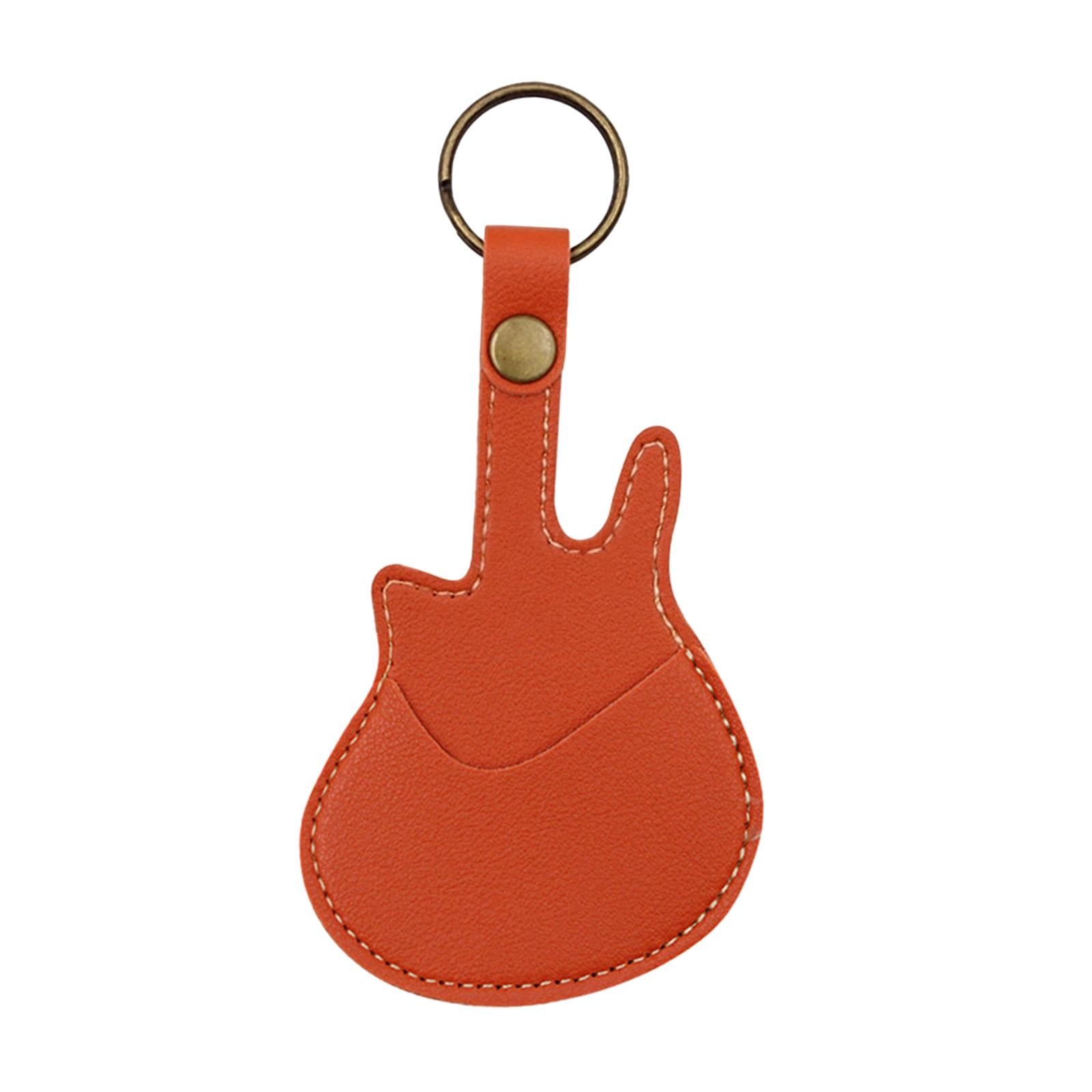 PU Leather with Keyring Pick Holder for Guitar Players Adults Birthday Gifts Orange