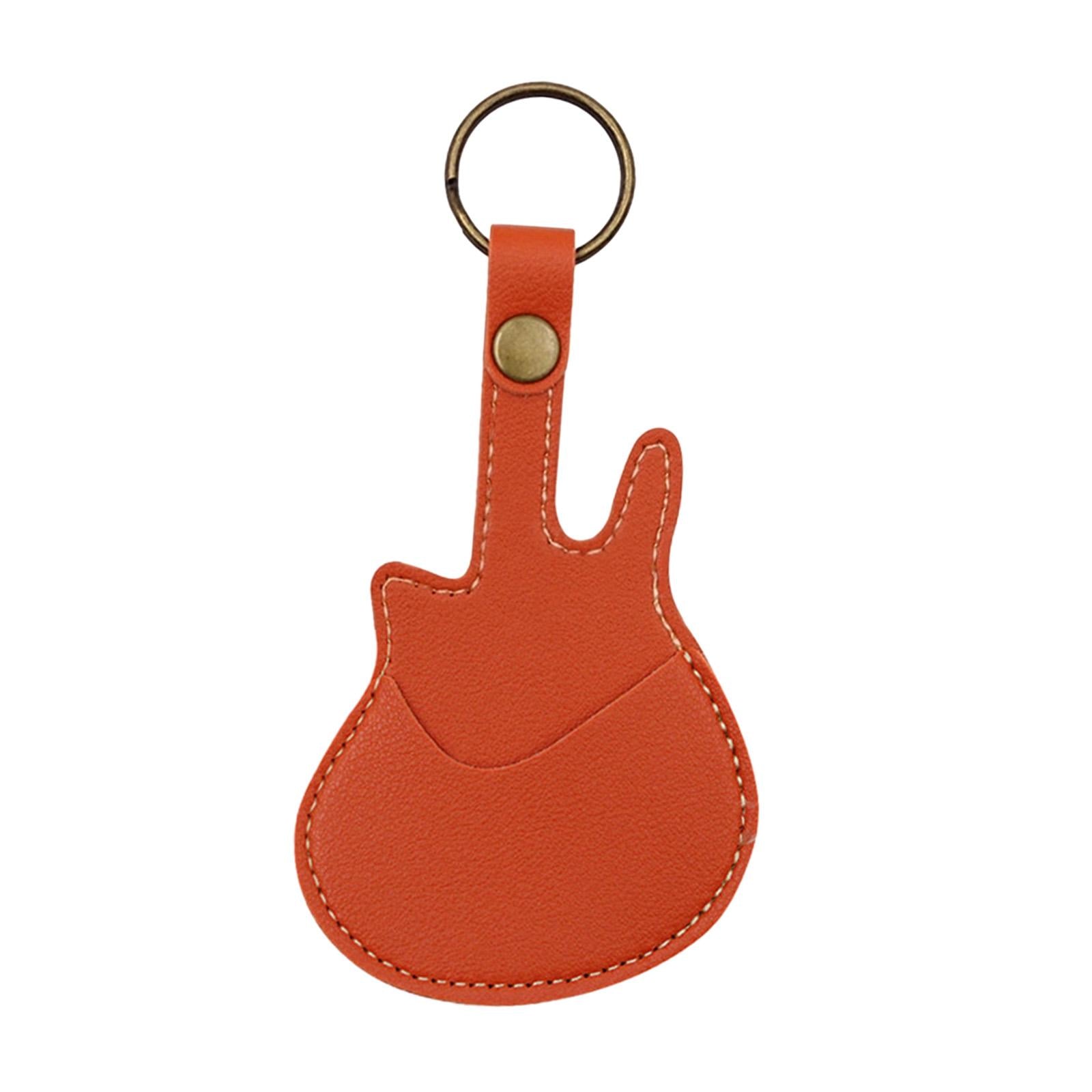 PU Leather with Keyring Pick Holder for Guitar Players Adults Birthday Gifts Orange