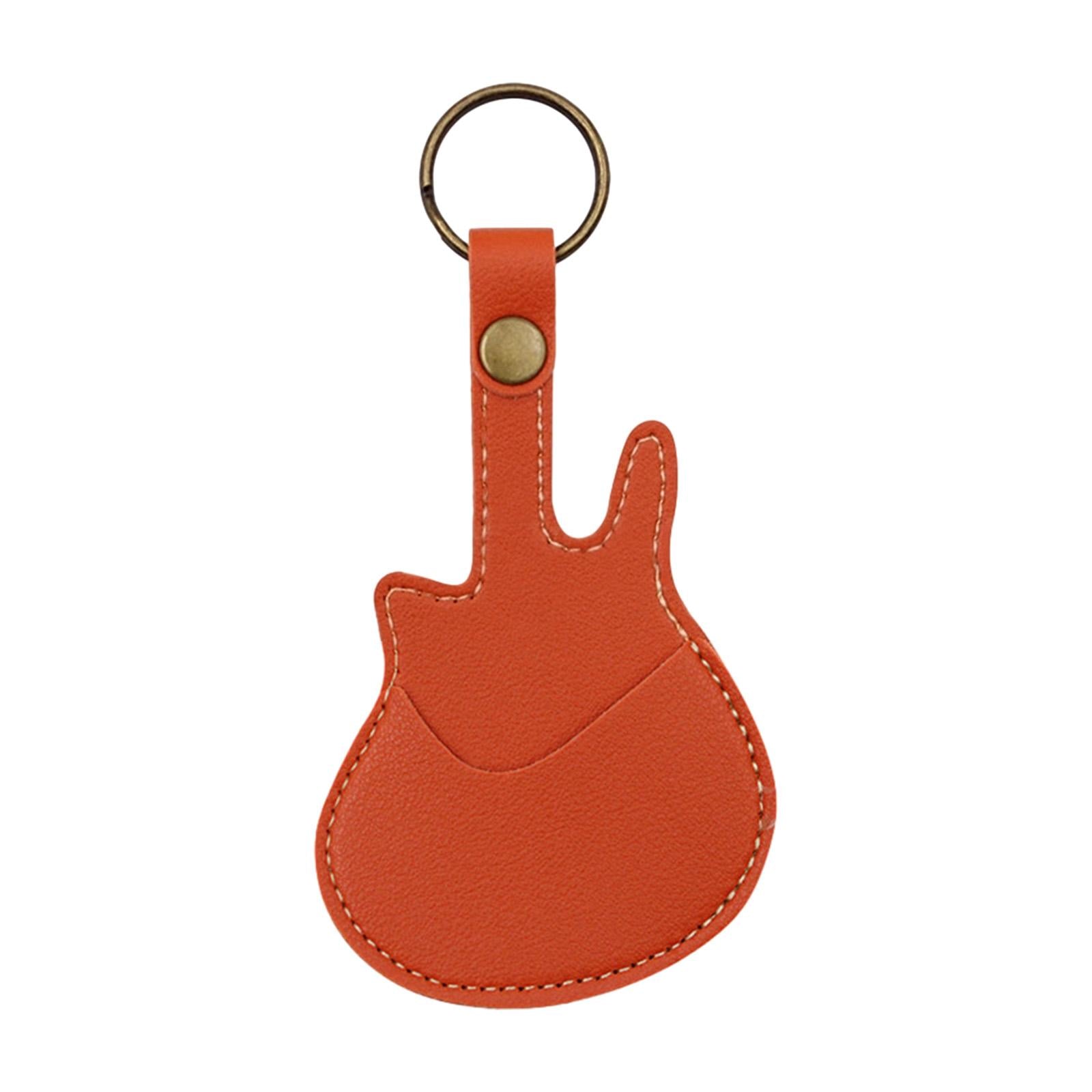 PU Leather with Keyring Pick Holder for Guitar Players Adults Birthday Gifts Orange