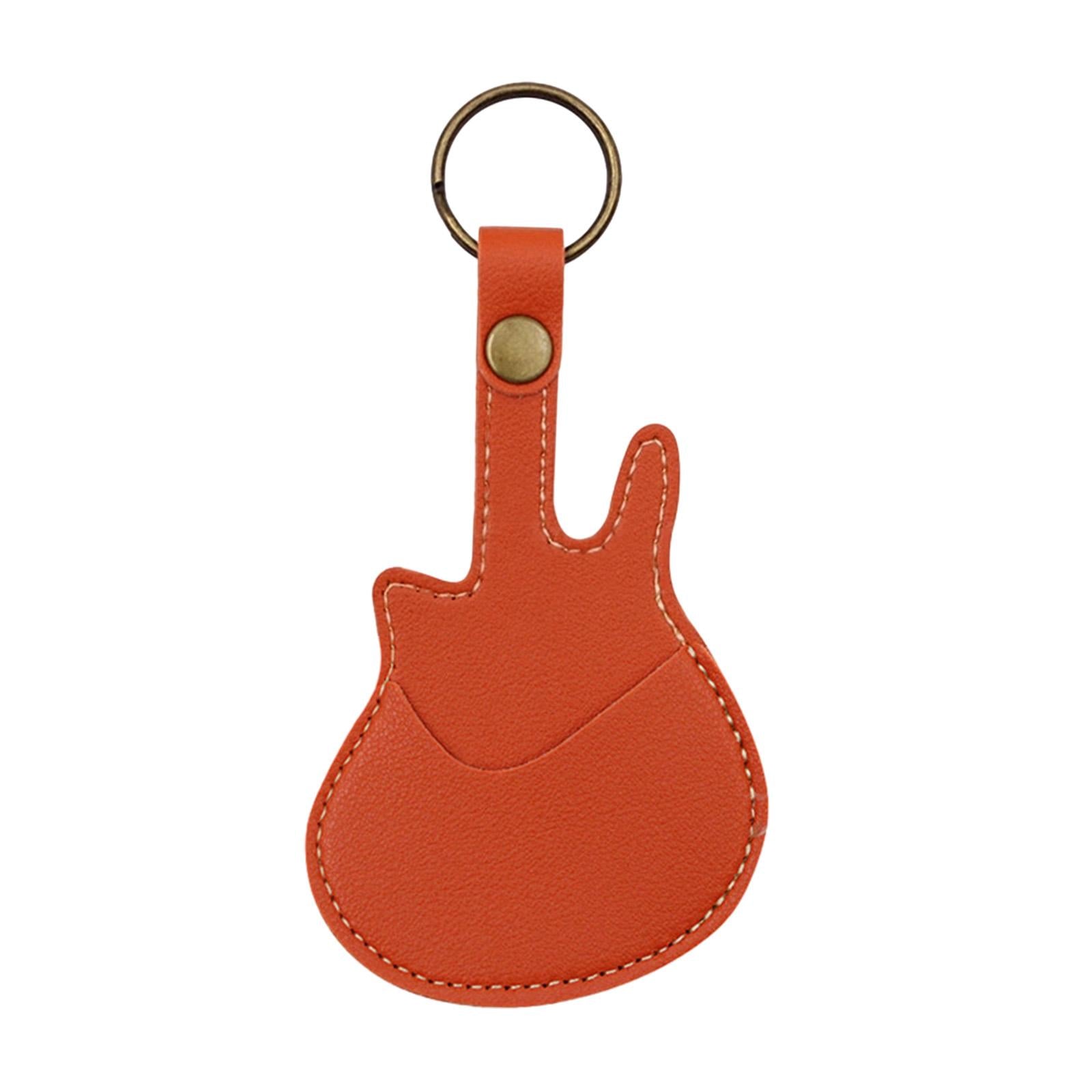 PU Leather with Keyring Pick Holder for Guitar Players Adults Birthday Gifts Orange