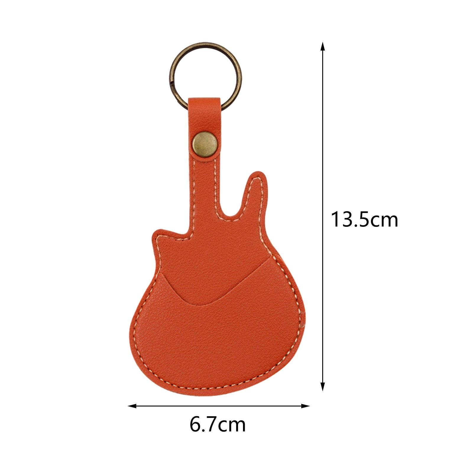 PU Leather with Keyring Pick Holder for Guitar Players Adults Birthday Gifts Orange