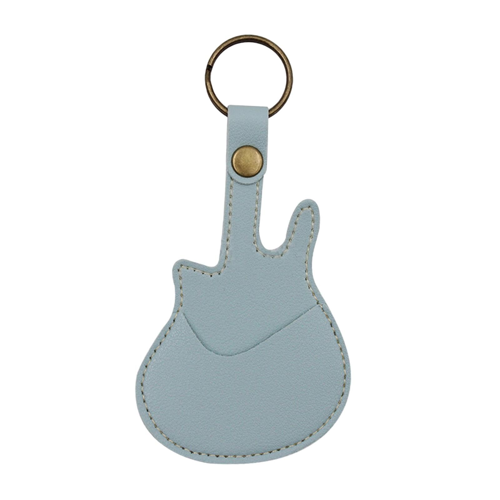 PU Leather with Keyring Pick Holder for Guitar Players Adults Birthday Gifts Blue