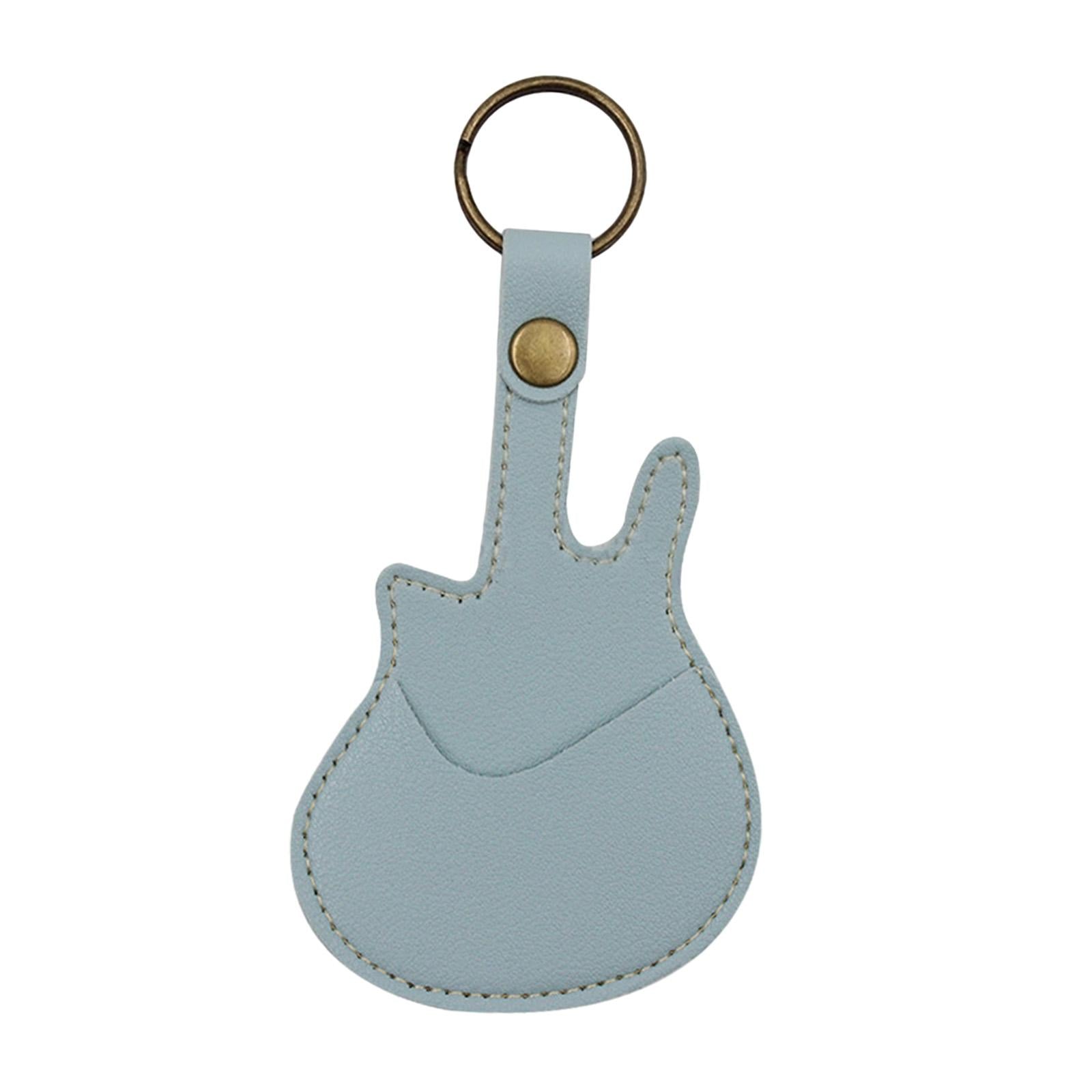 PU Leather with Keyring Pick Holder for Guitar Players Adults Birthday Gifts Blue