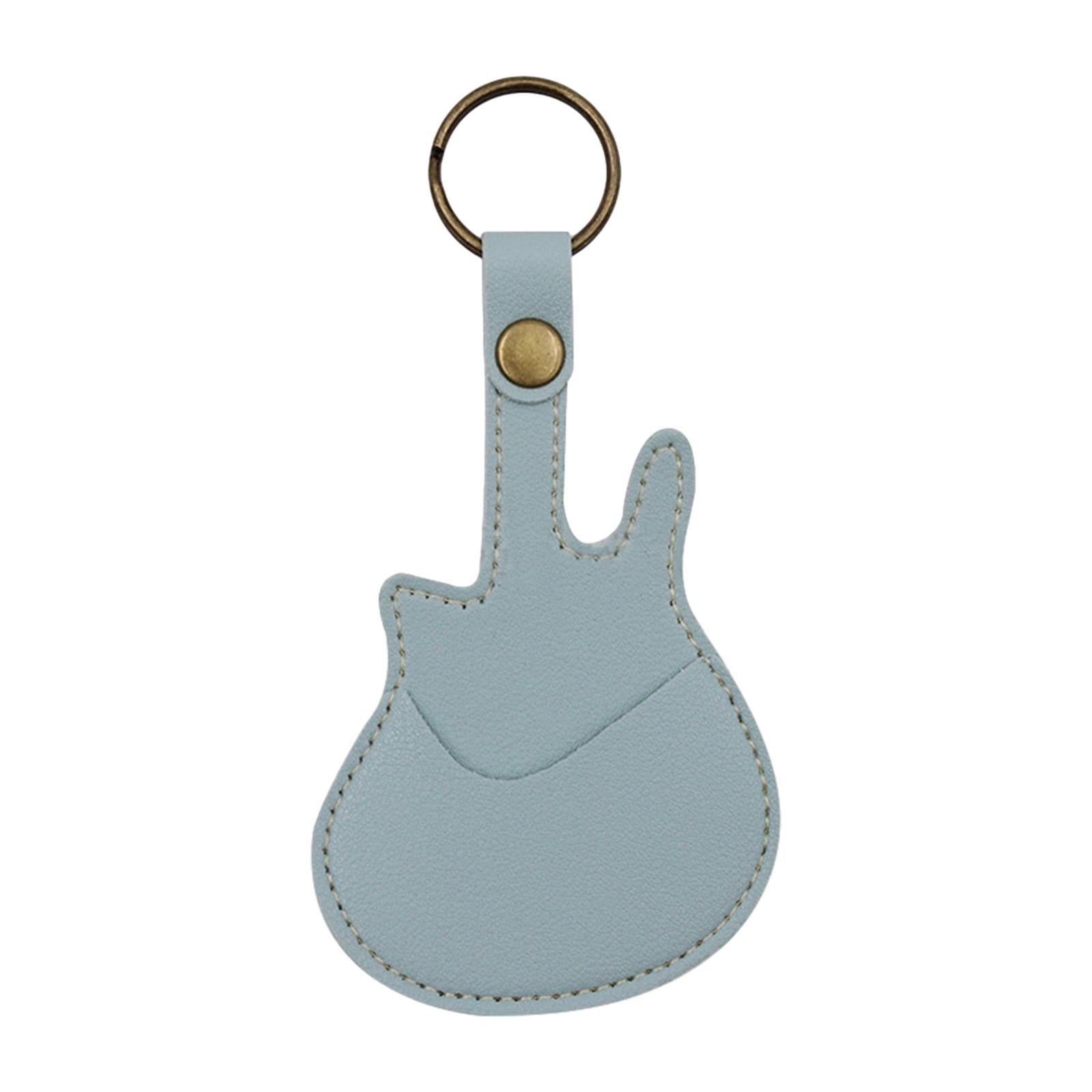 PU Leather with Keyring Pick Holder for Guitar Players Adults Birthday Gifts Blue