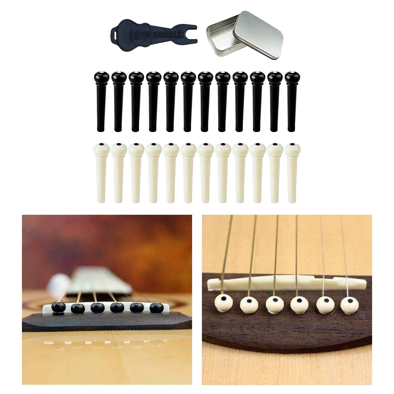 24Pcs Acoustic Guitar Bridge Pins Replacement String Peg for Acoustic Guitar