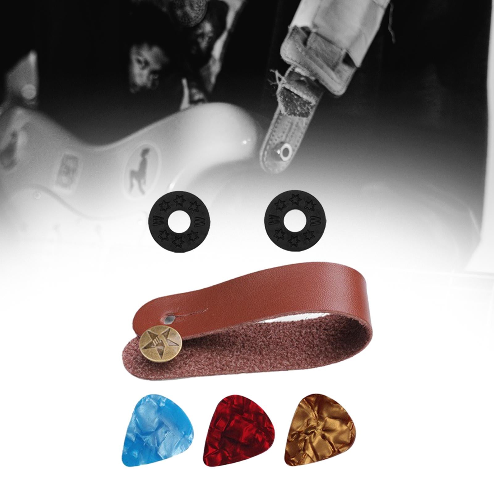 Guitar Strap Lock Headstock Adapter Tie for Mandolin Classic Guitar Acoustic Brown Strap