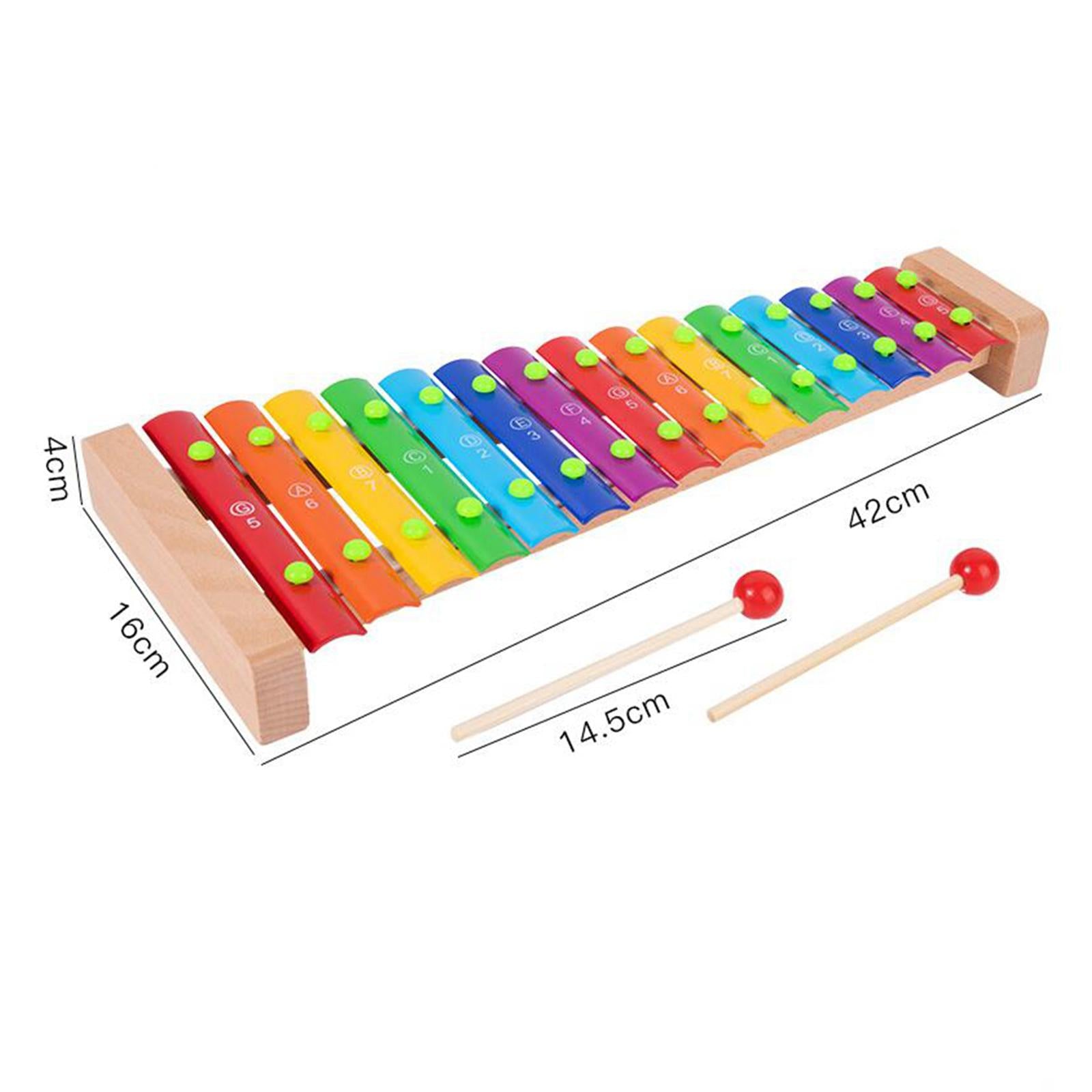 15 Note Xylophone Hand Percussion Musical Toy for Players Band Birthday Gift Multicolor