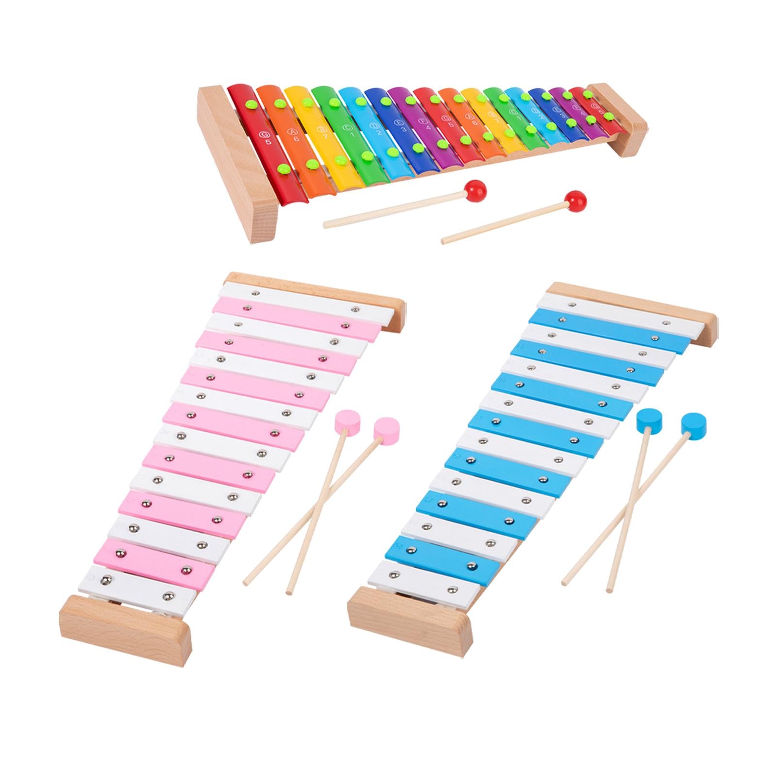 15 Note Xylophone Hand Percussion Musical Toy for Players Band Birthday Gift Multicolor