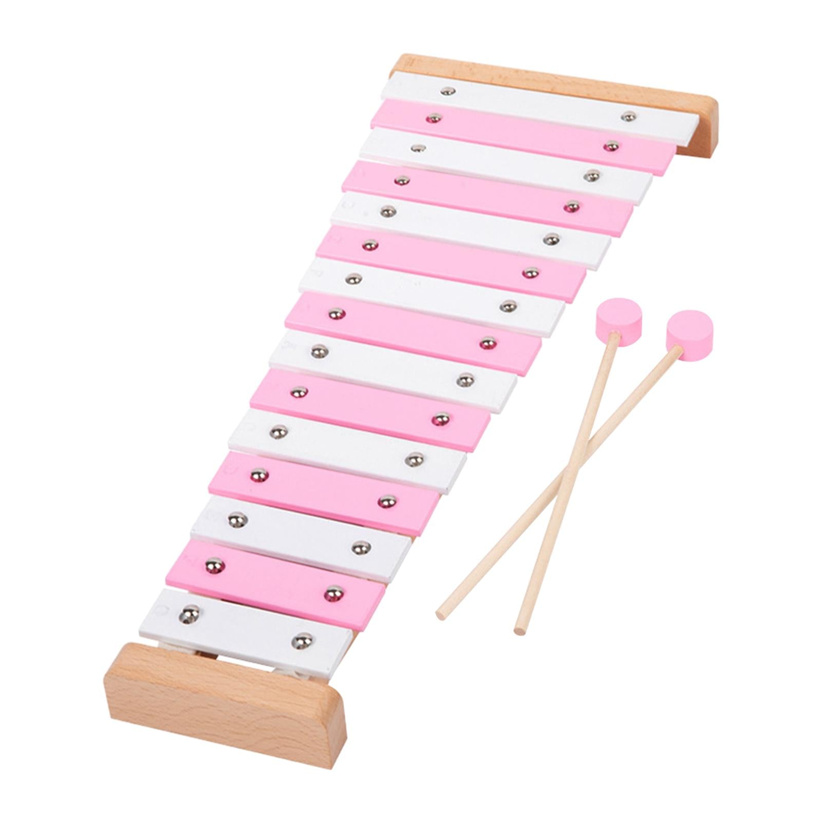 15 Note Xylophone Hand Percussion Musical Toy for Players Band Birthday Gift Pink