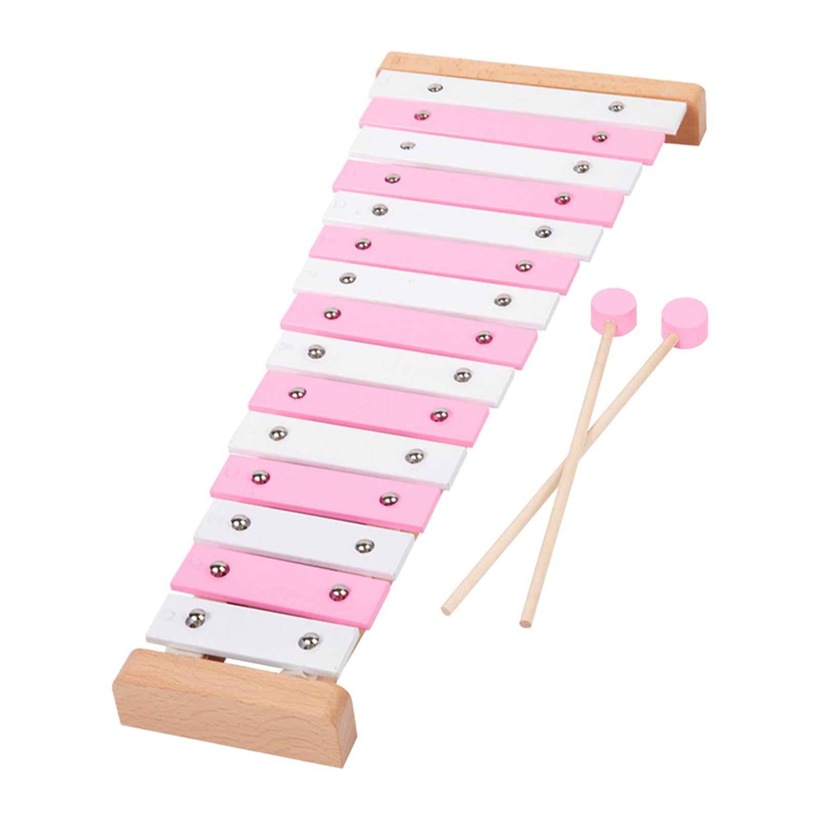 15 Note Xylophone Hand Percussion Musical Toy for Players Band Birthday Gift Pink