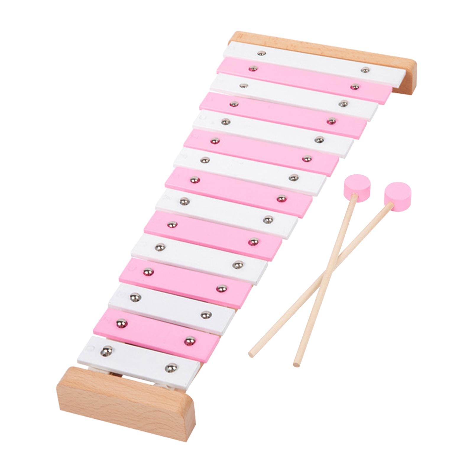 15 Note Xylophone Hand Percussion Musical Toy for Players Band Birthday Gift Pink