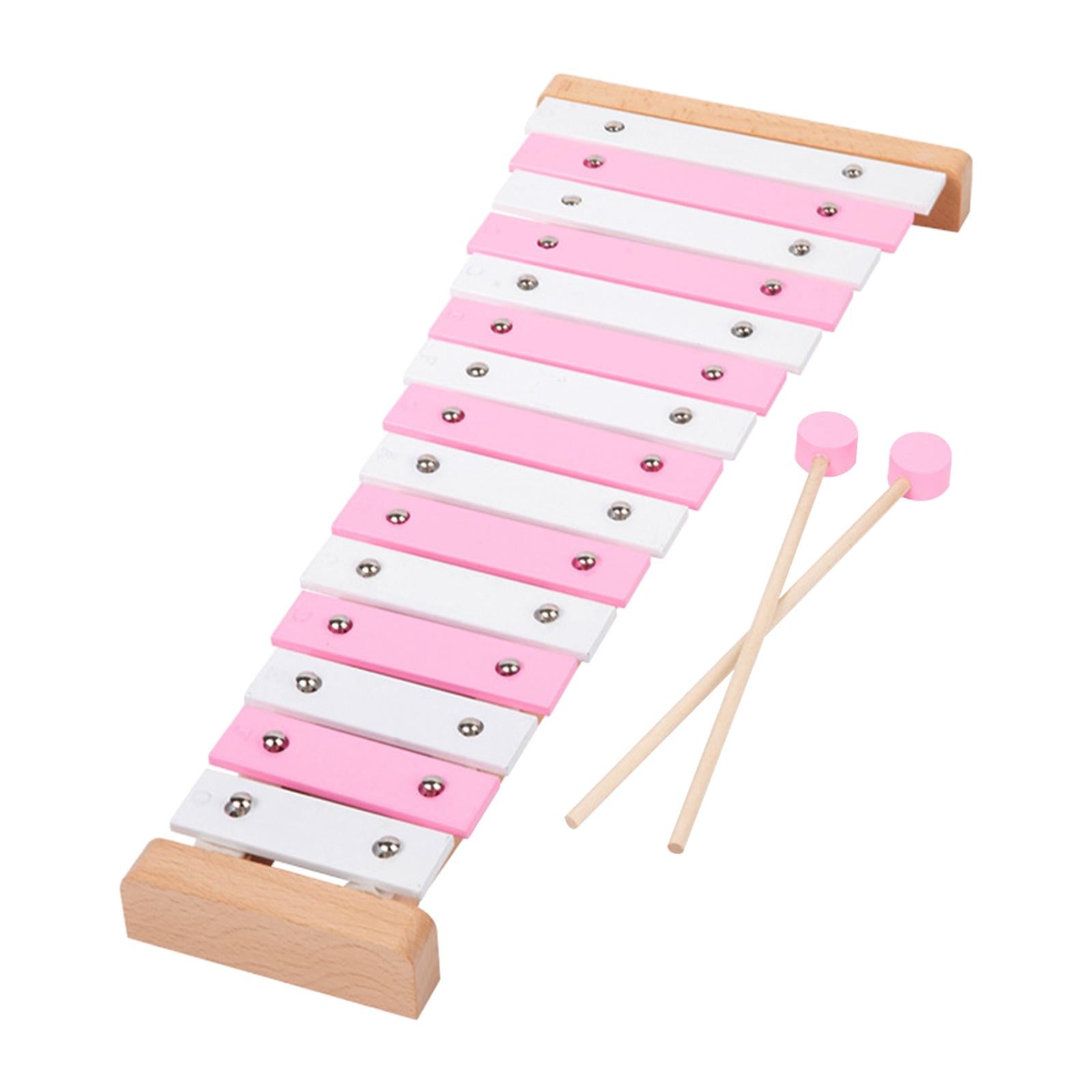 15 Note Xylophone Hand Percussion Musical Toy for Players Band Birthday Gift Pink