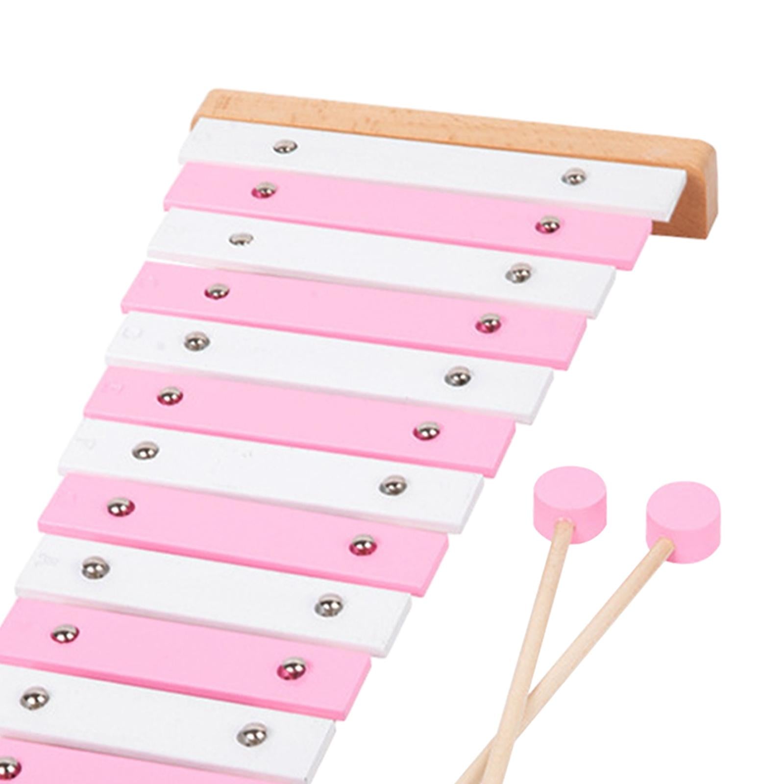 15 Note Xylophone Hand Percussion Musical Toy for Players Band Birthday Gift Pink