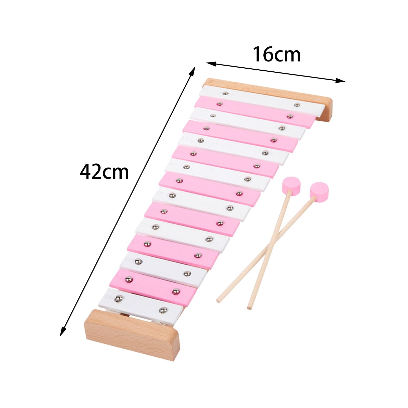 15 Note Xylophone Hand Percussion Musical Toy for Players Band Birthday Gift Pink