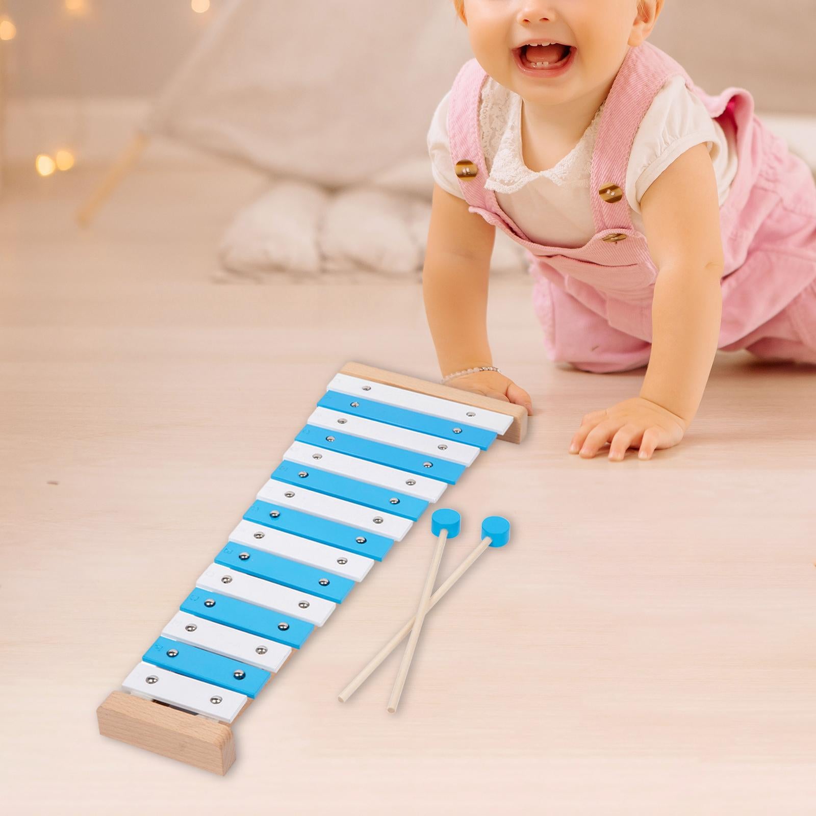 15 Note Xylophone Hand Percussion Musical Toy for Players Band Birthday Gift Blue