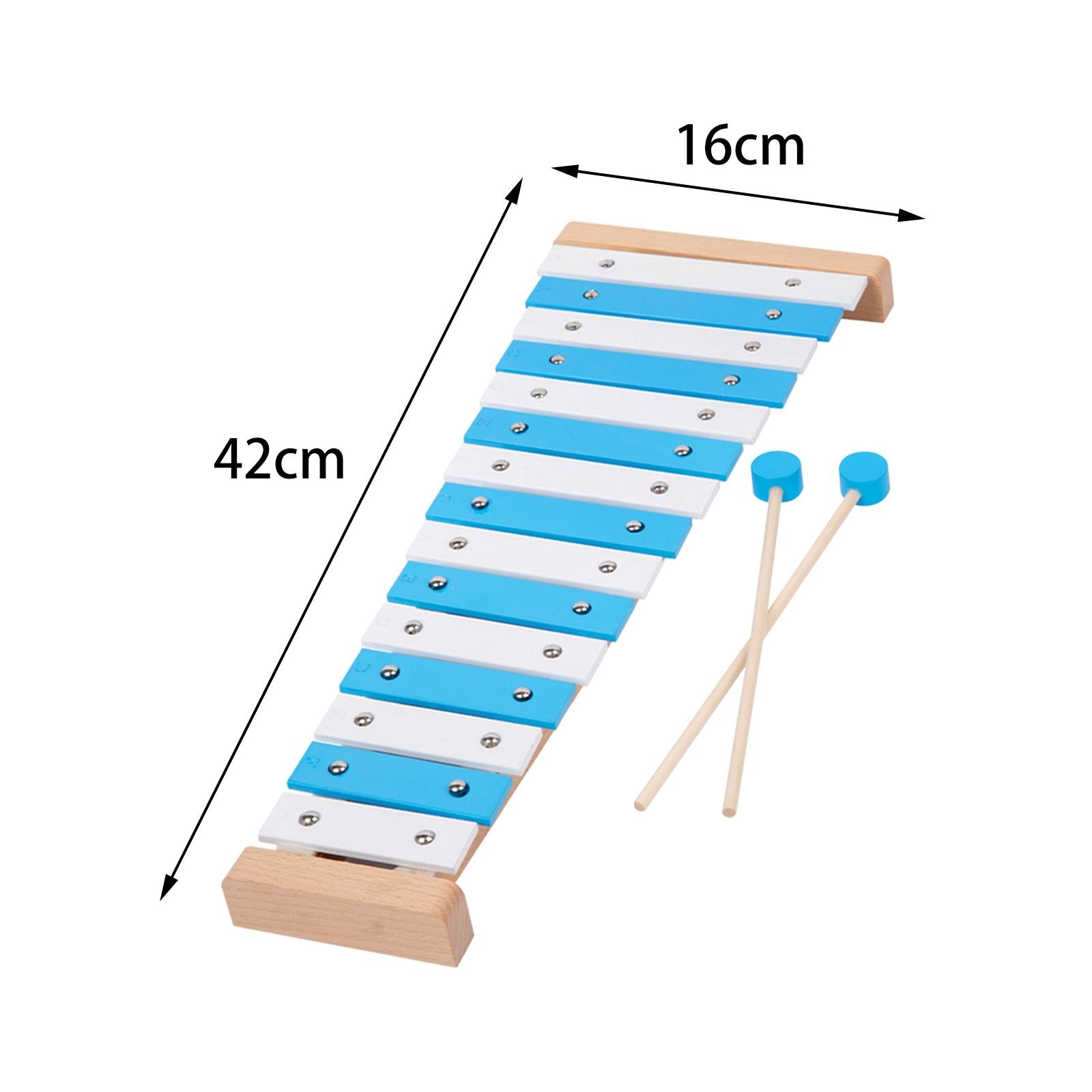 15 Note Xylophone Hand Percussion Musical Toy for Players Band Birthday Gift Blue