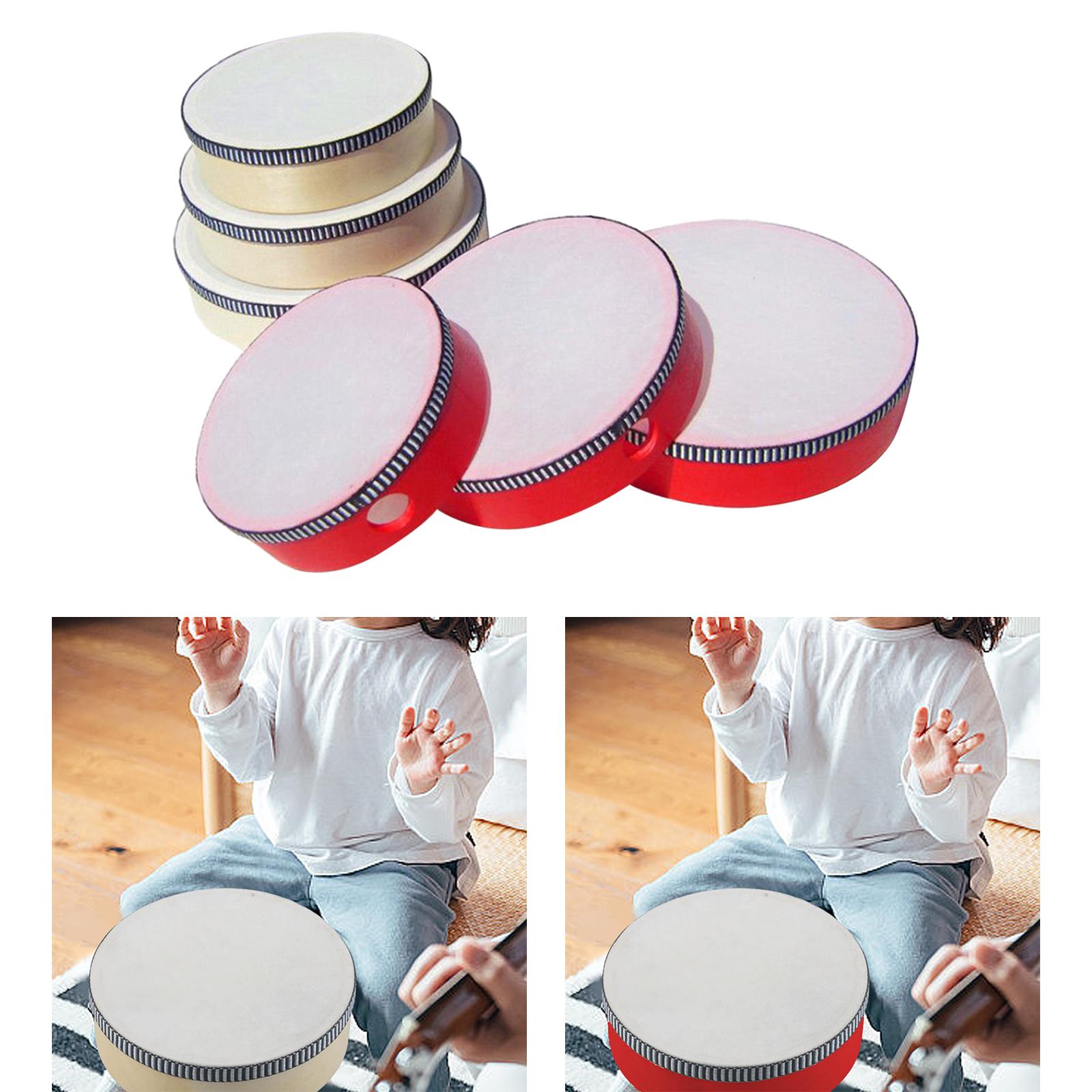 Wooden Hand Held Drum Adults KTV Children Musical Educational Toy Tambourine 4inch White