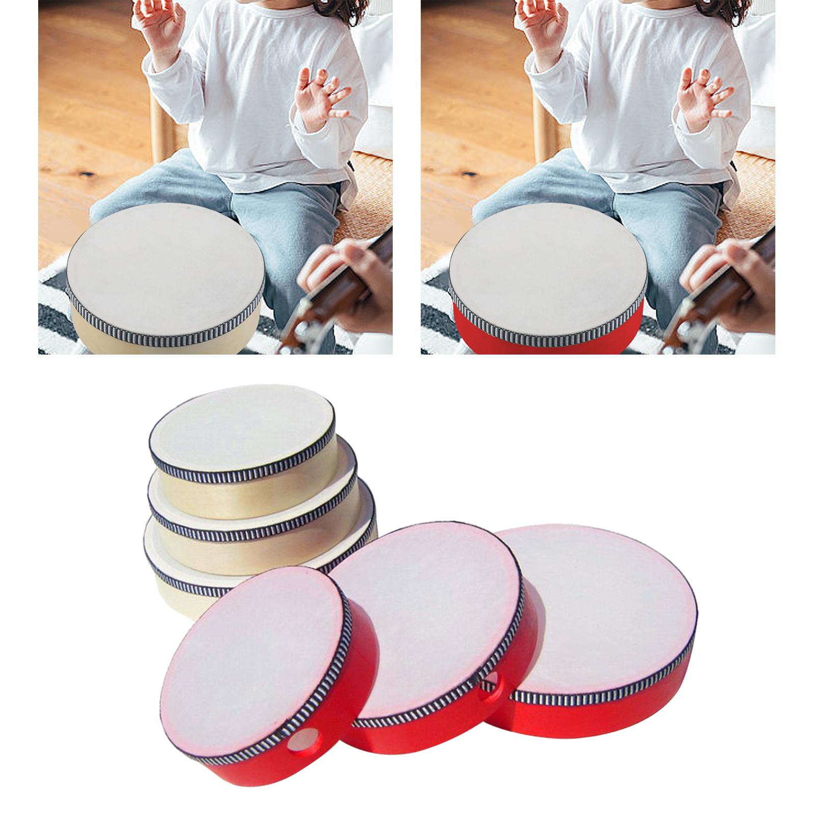 Wooden Hand Held Drum Adults KTV Children Musical Educational Toy Tambourine 4inch White