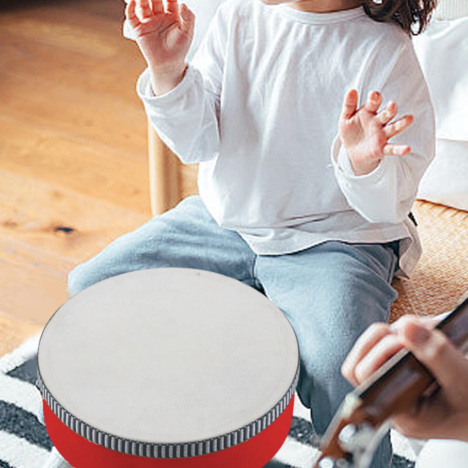 Wooden Hand Held Drum Adults KTV Children Musical Educational Toy Tambourine 6inch Red