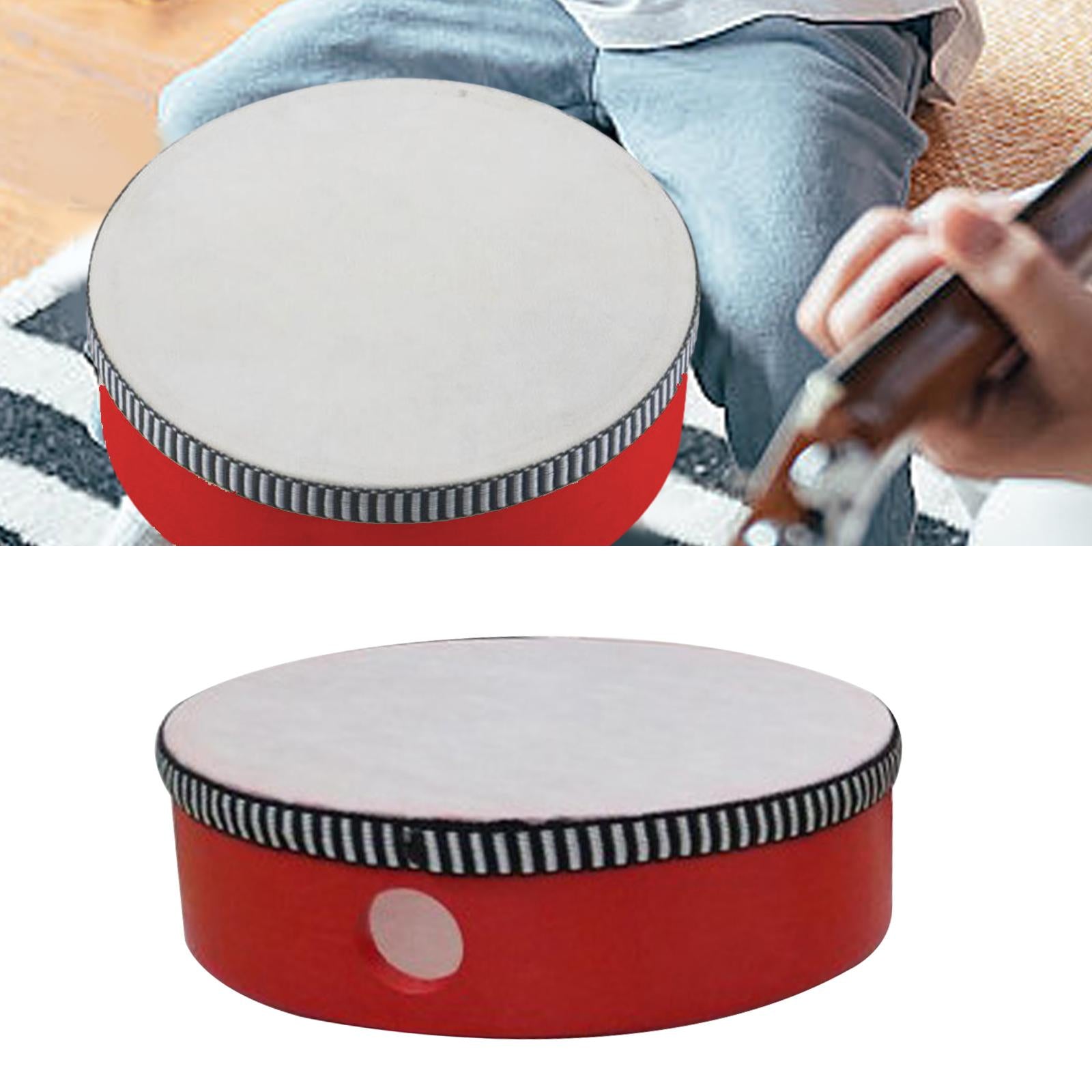 Wooden Hand Held Drum Adults KTV Children Musical Educational Toy Tambourine 6inch Red