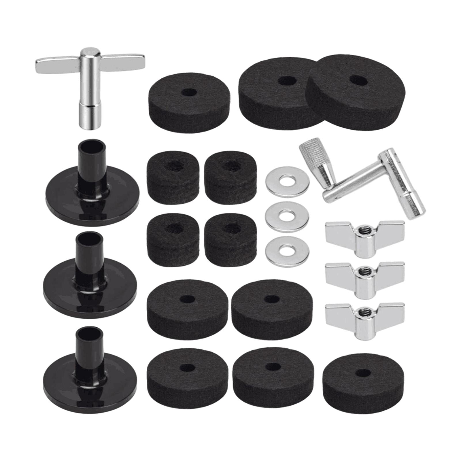 23 Pieces Cymbal Replacement Accessory Washers Gasket for Cymbal Replacement Black