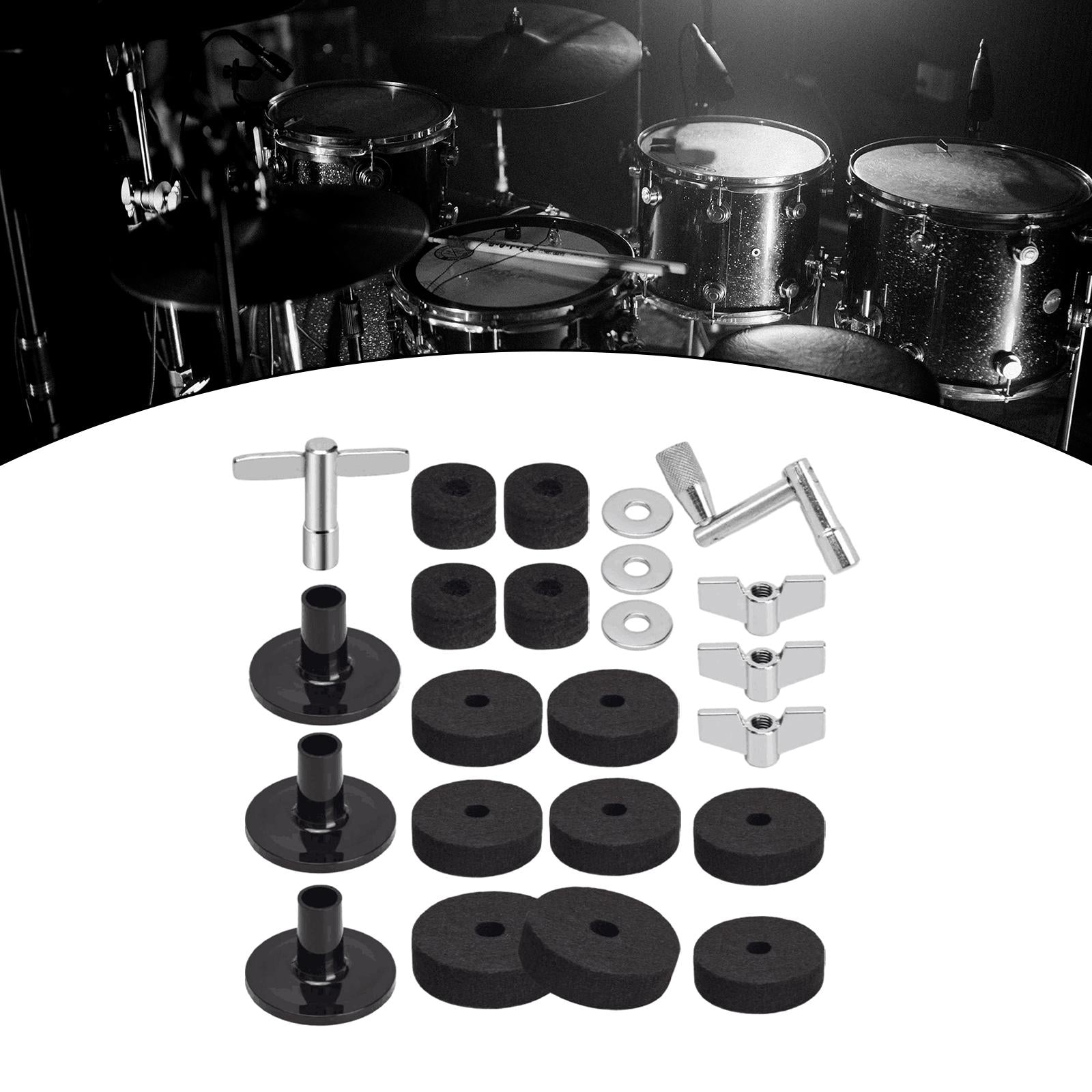 23 Pieces Cymbal Replacement Accessory Washers Gasket for Cymbal Replacement Black