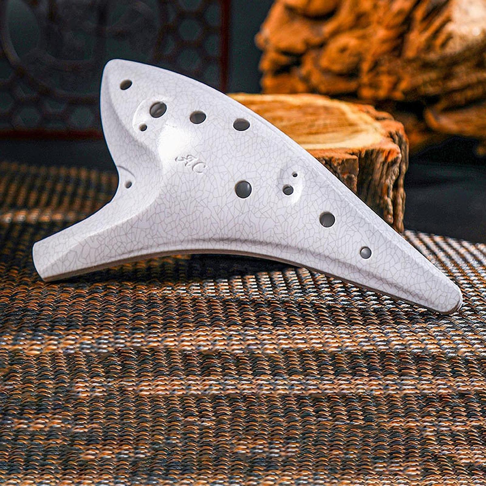 12 Hole Ocarina Accessories with Storage Bag for Girls Beginners Adults white