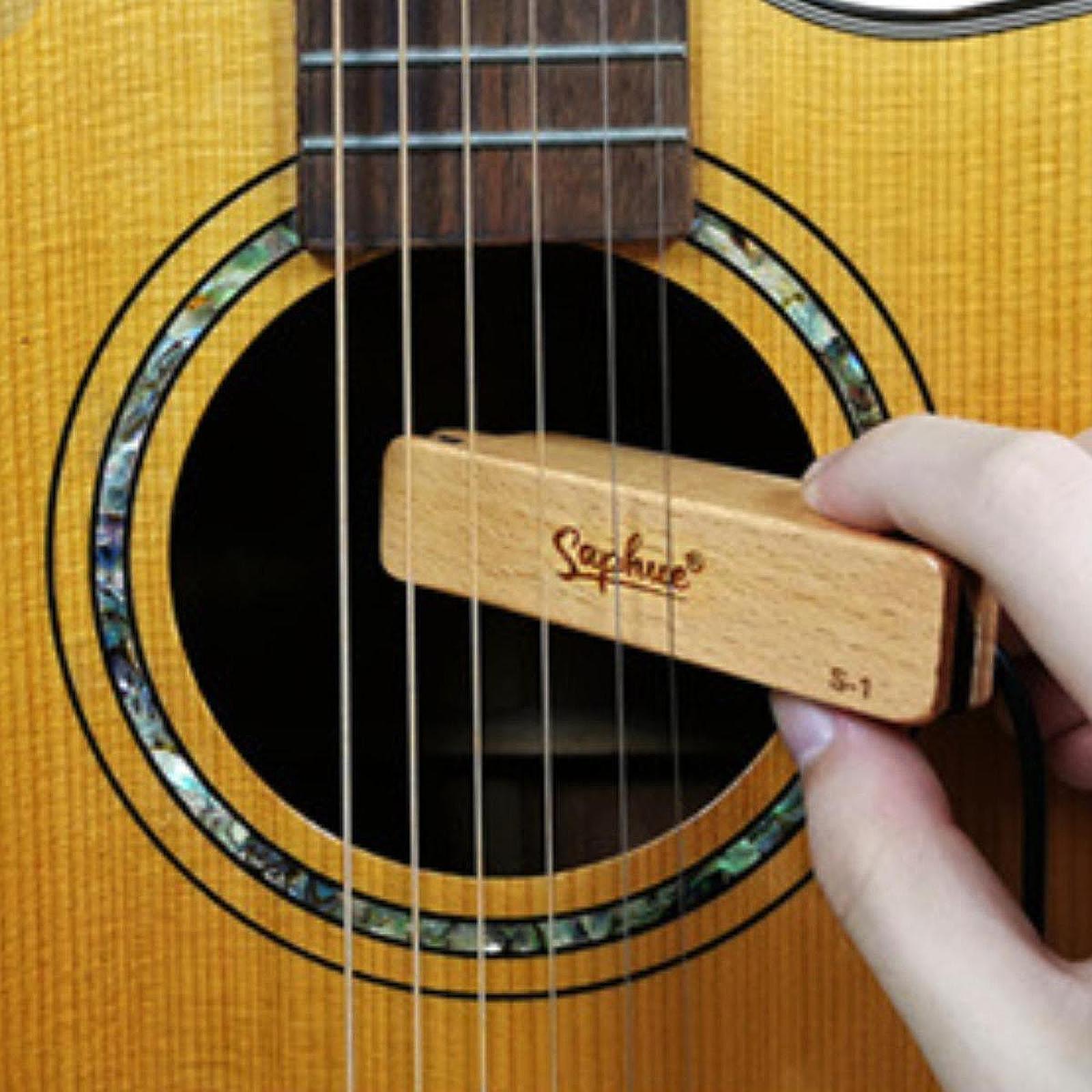 Acoustic Folk Guitar Pickup Parts Wood Housing Wood Soundhole Pickup