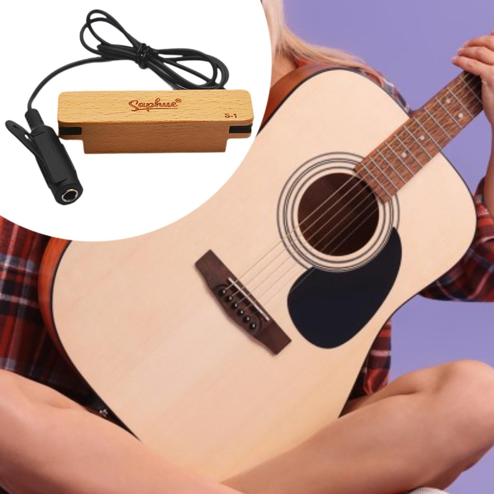 Acoustic Folk Guitar Pickup Parts Wood Housing Wood Soundhole Pickup