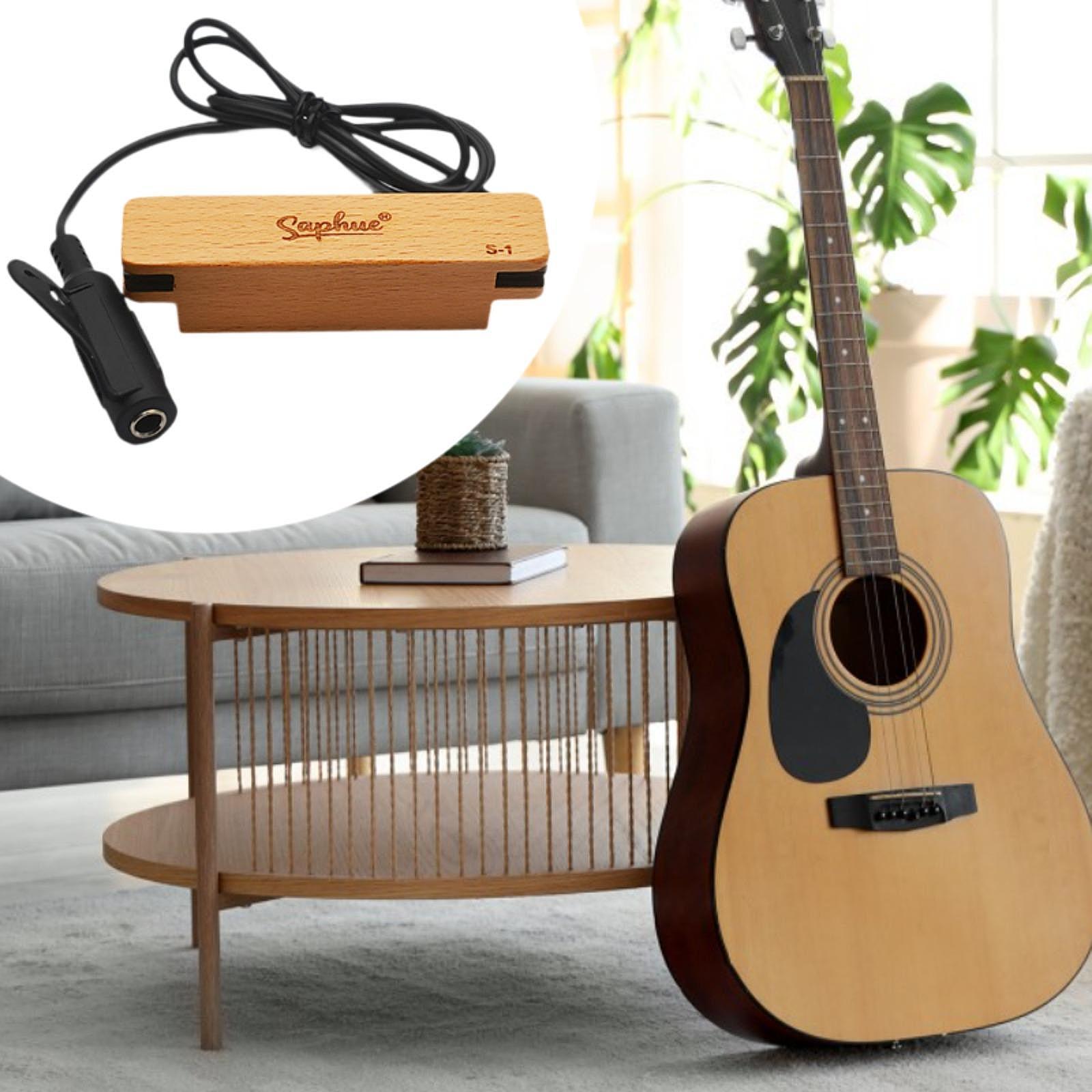 Acoustic Folk Guitar Pickup Parts Wood Housing Wood Soundhole Pickup